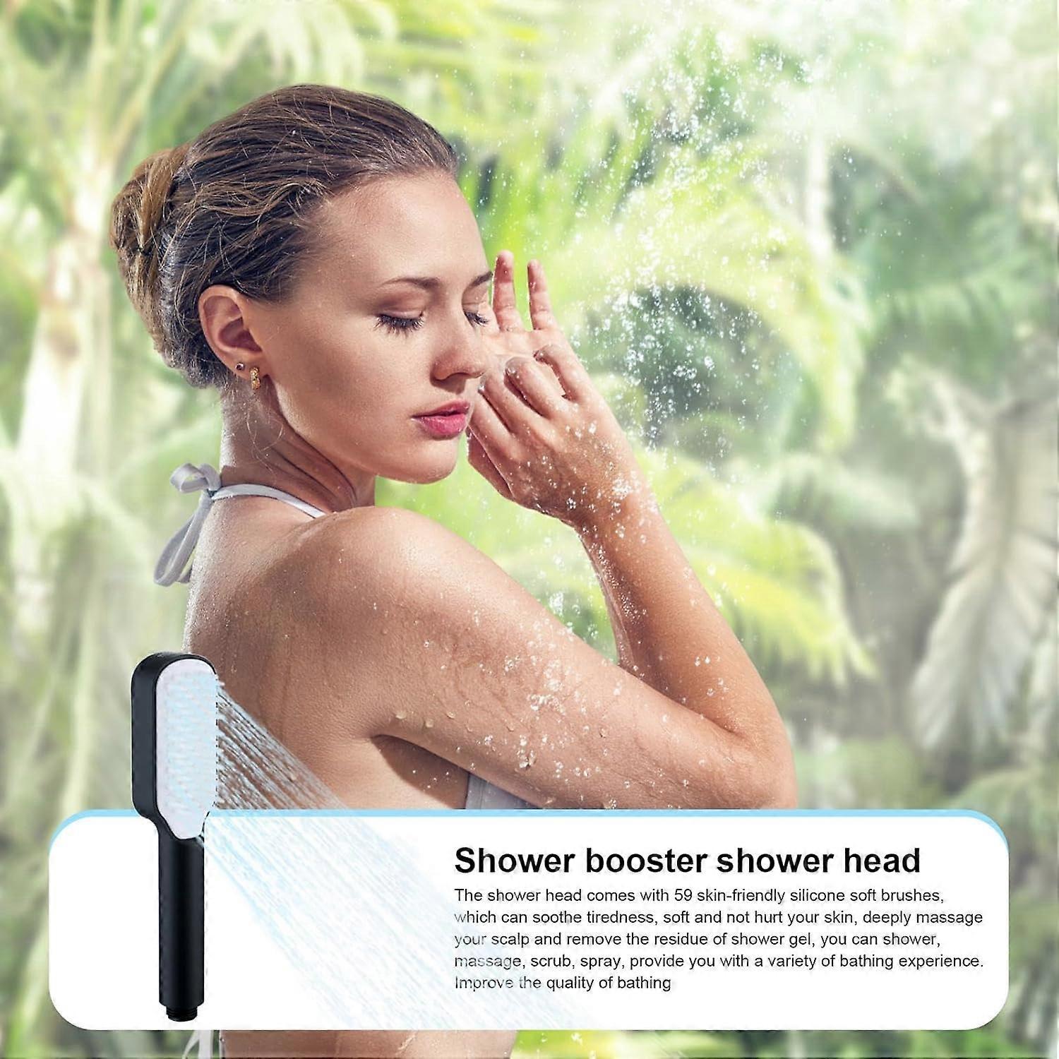 Pressure Handheld Rain Shower Head, Adjustable Black Shower - Image 2
