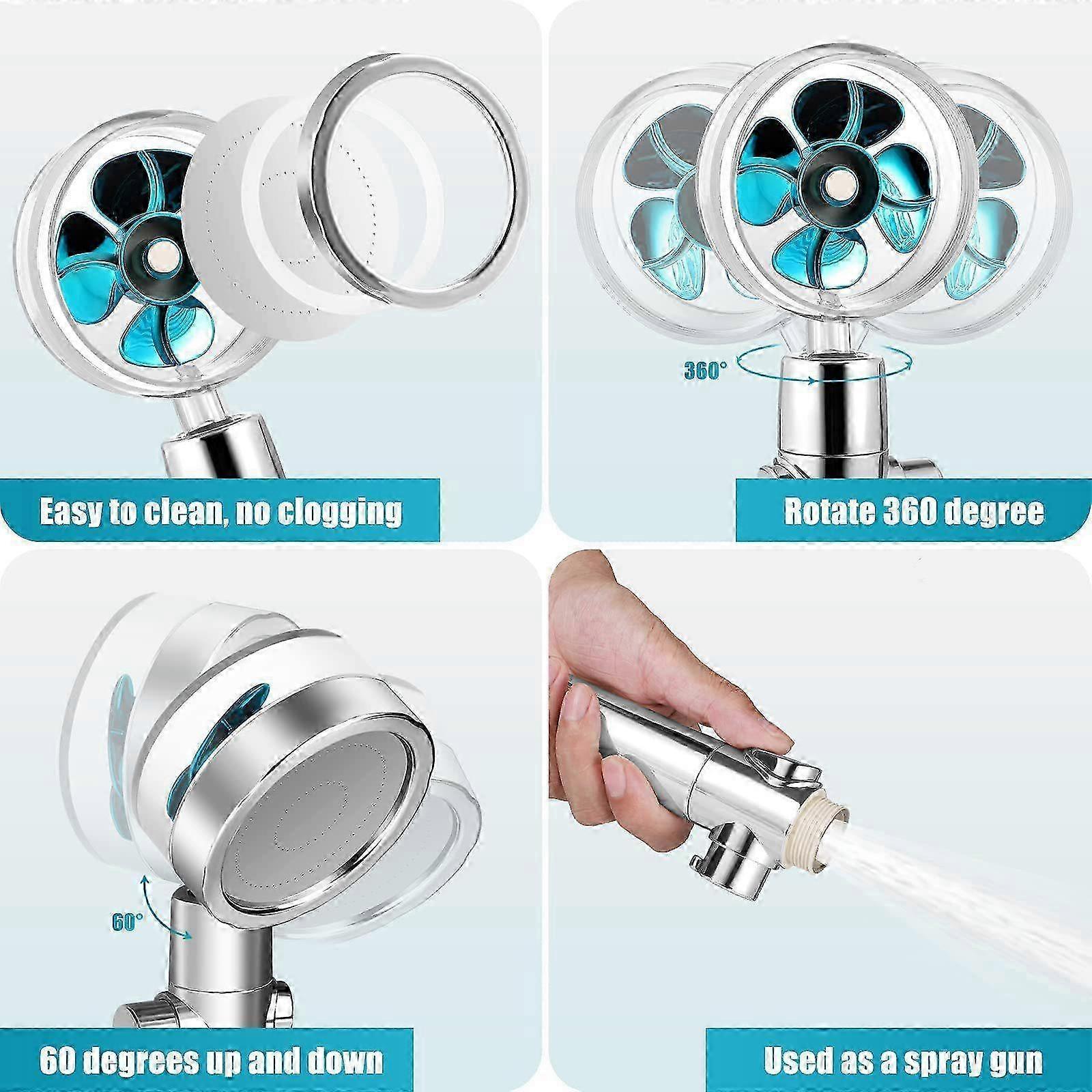 Rotating Propeller Shower Head with Filter, High Pressure & Water Saving - Image 4