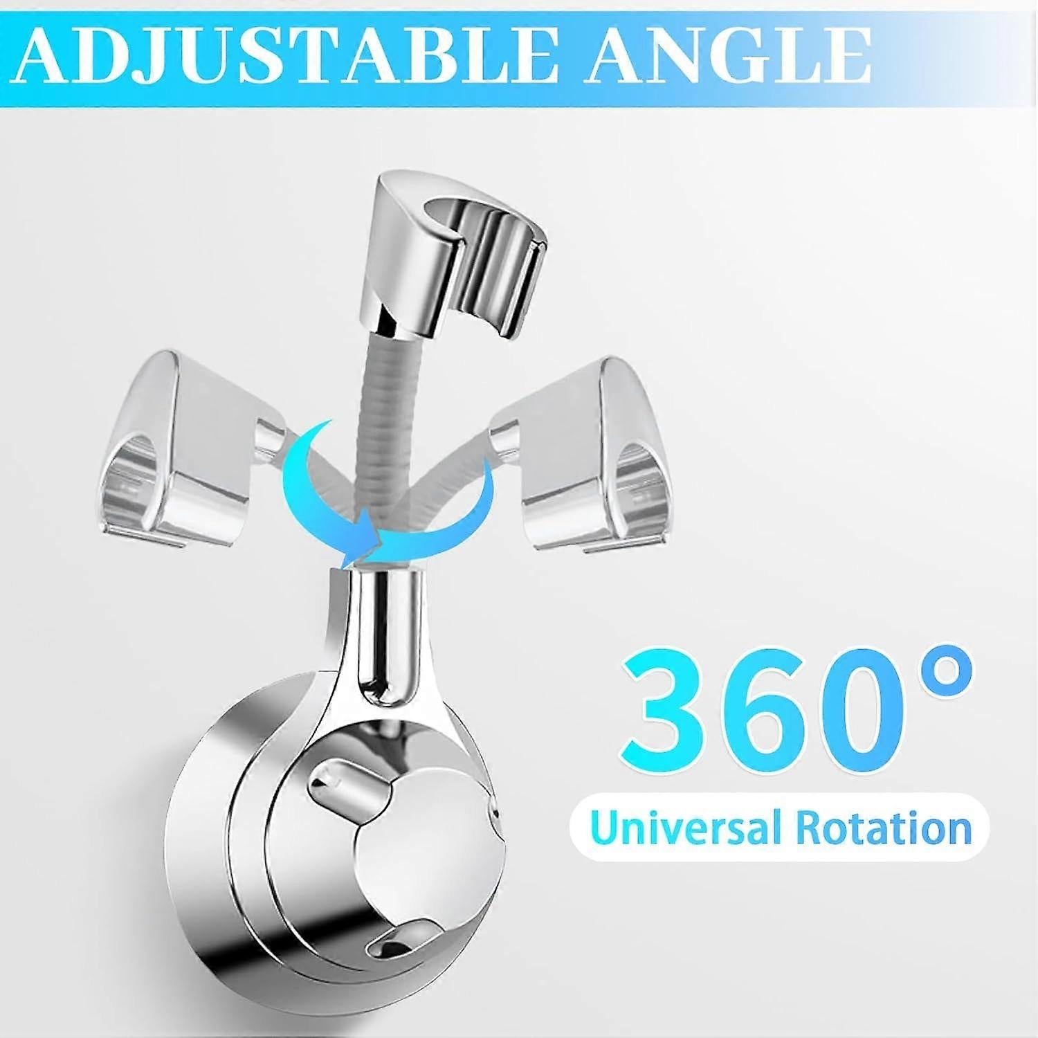 Silver Shower Head Holder, No Drill Wall Mount Bracket - Image 3