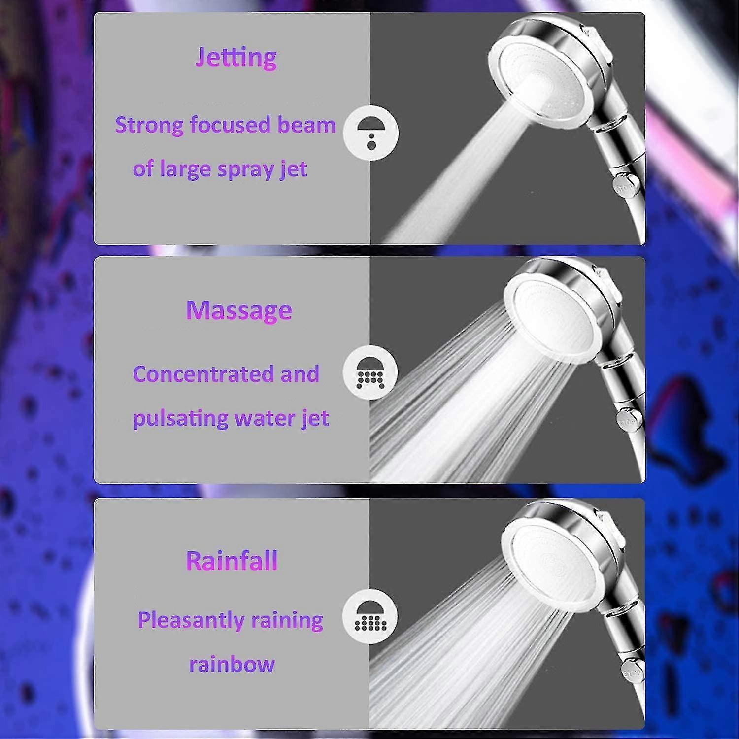 Handheld Pressure Shower Head, 3 Jet Functions, Water Saving Set - Image 5