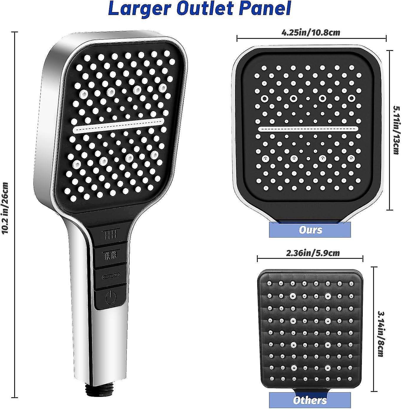 Square Handheld Shower Head, 7 Spray Modes, Adjustable Universal - Image 2