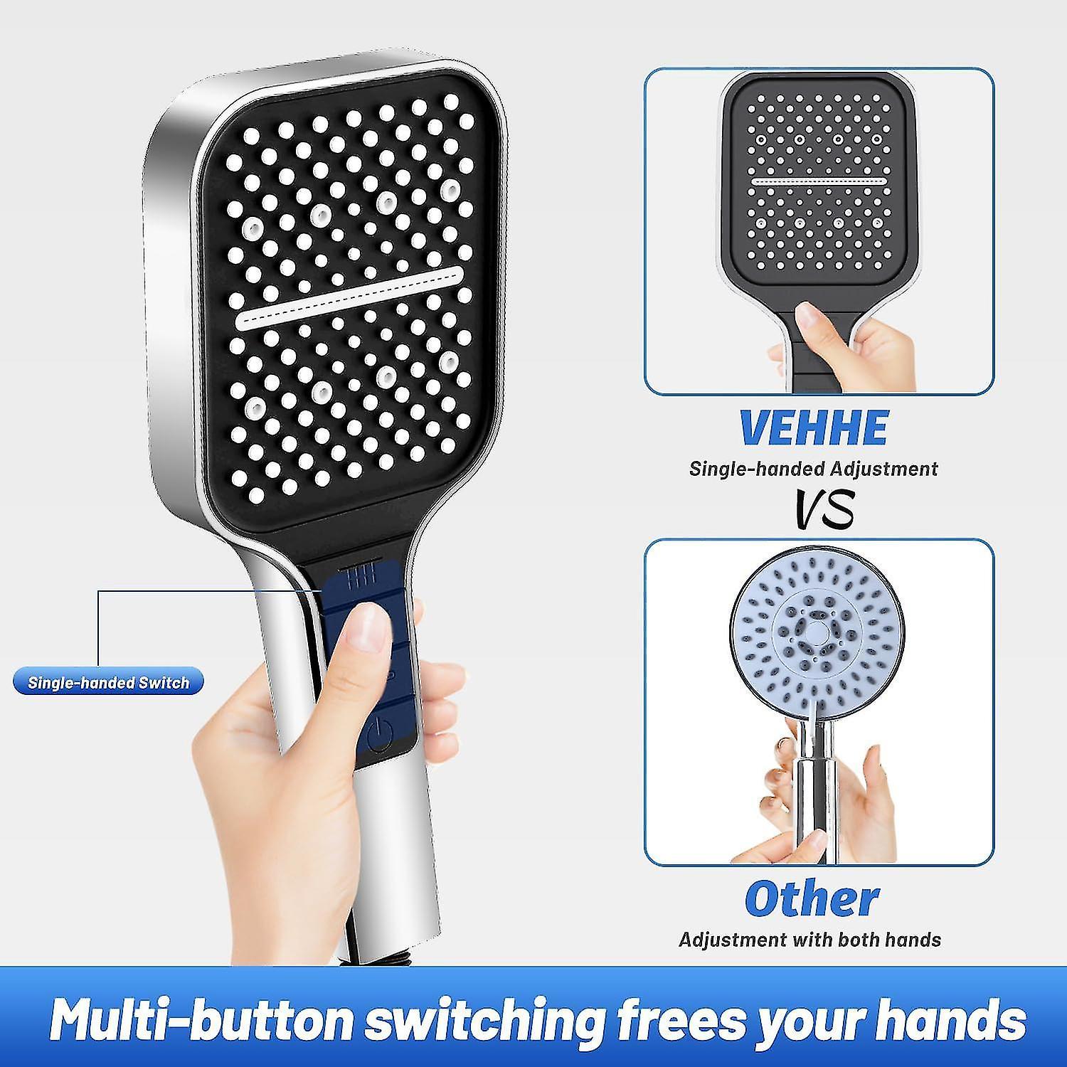 Square Handheld Shower Head, 7 Spray Modes, Adjustable Universal - Image 3