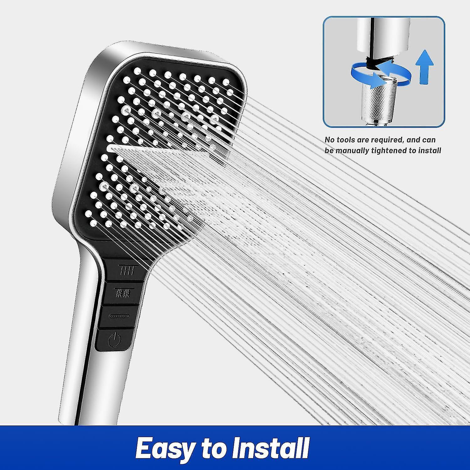 Square Handheld Shower Head, 7 Spray Modes, Adjustable Universal - Image 5