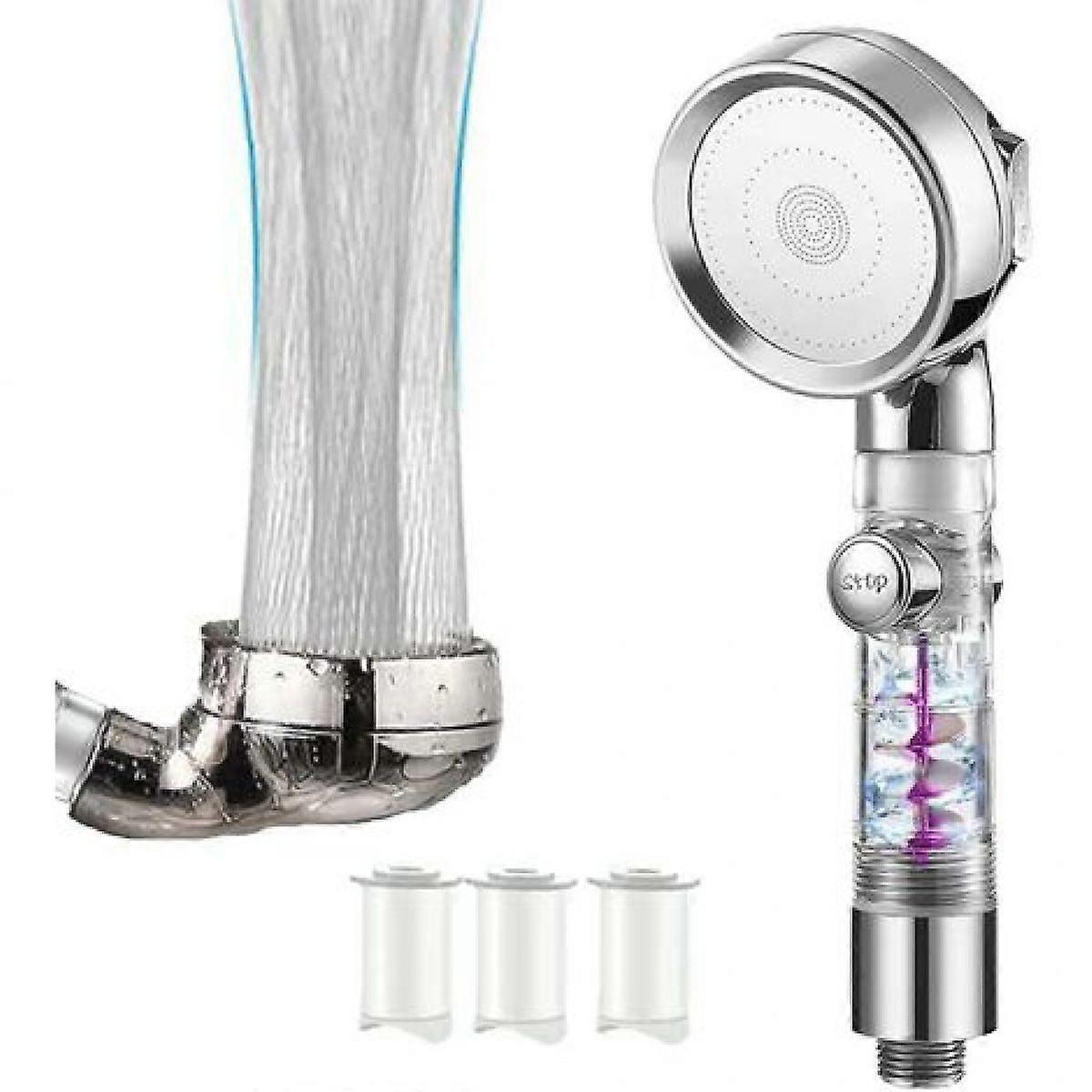 High Pressure Shower Head with Filter, 3 Modes, Switch & 3 Cartridges - Image 1