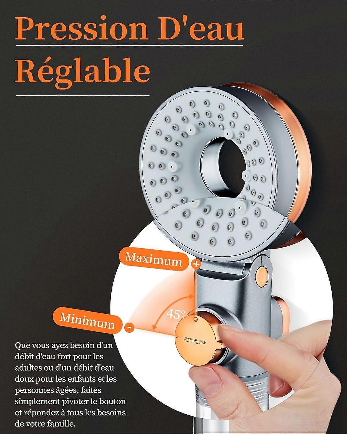 Water Saving Anti-Limescale Shower Head with Filter, 3 Modes SPA - Image 4