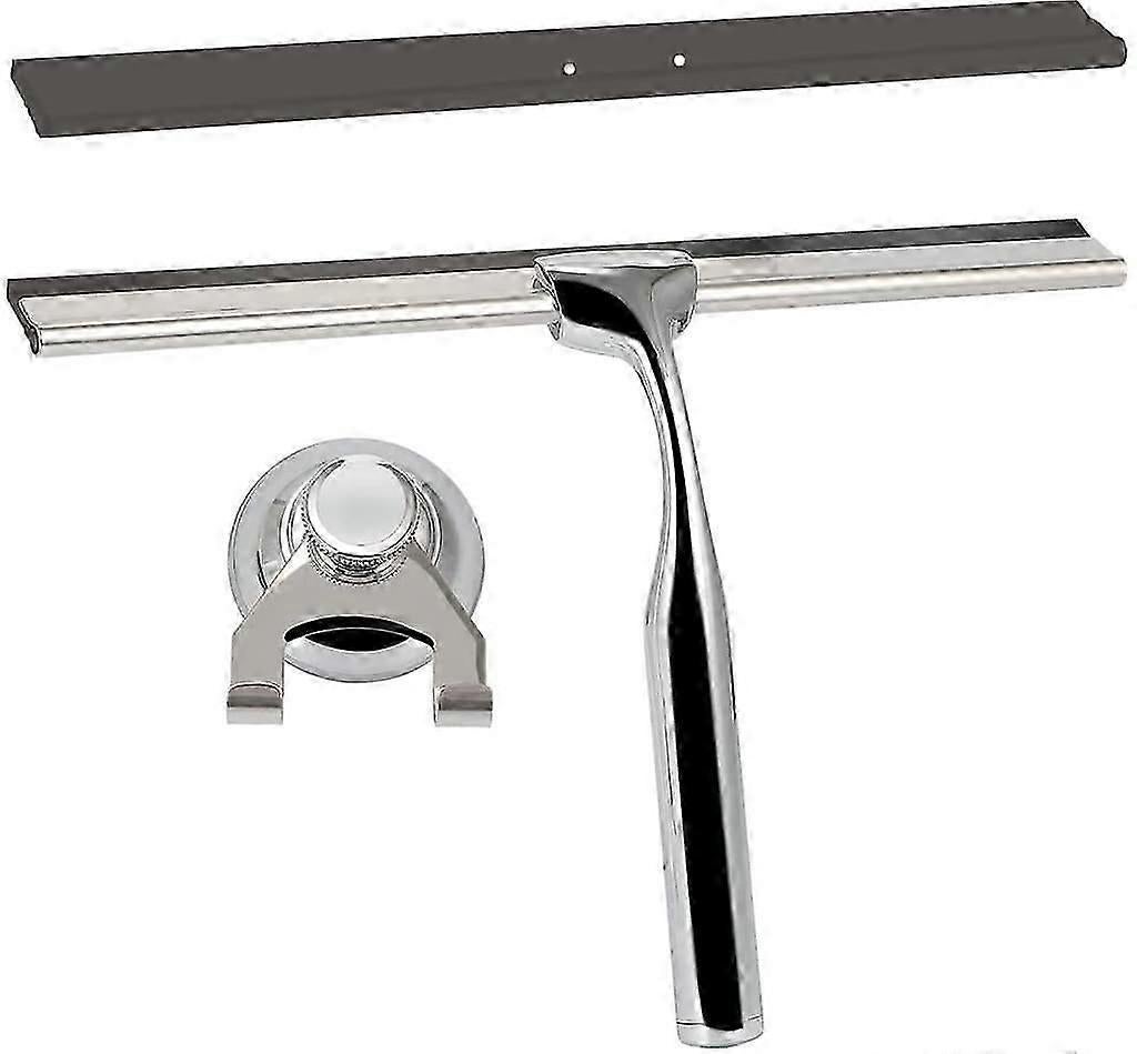 Stainless Steel Shower Squeegee with Wall Hanger, No Drill Glass/Window Wiper - Image 2