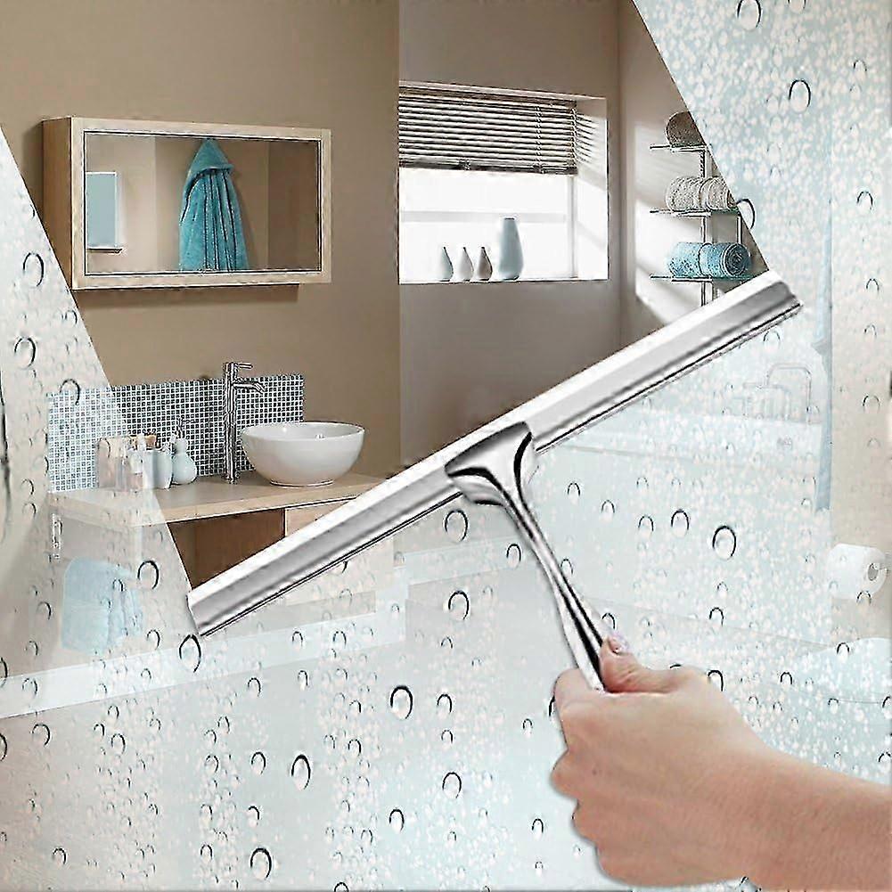 Stainless Steel Shower Squeegee with Wall Hanger, No Drill Glass/Window Wiper - Image 3
