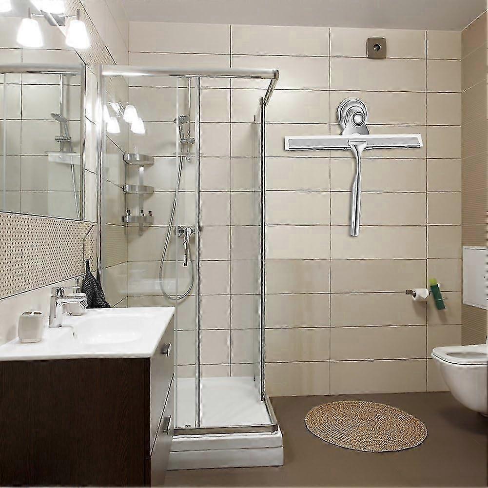 Stainless Steel Shower Squeegee with Wall Hanger, No Drill Glass/Window Wiper - Image 4