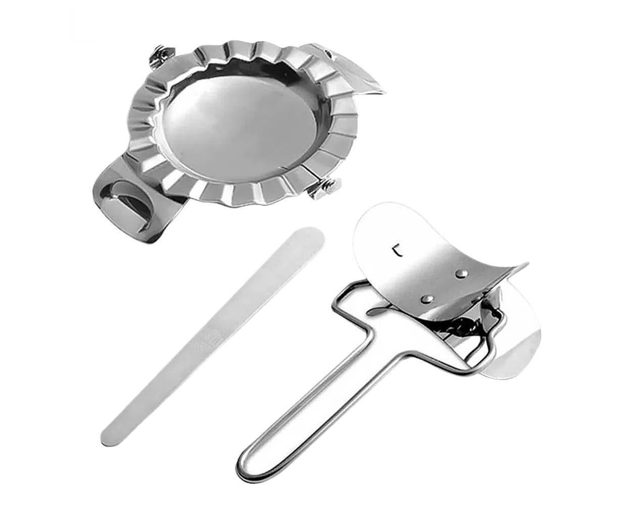 3Pcs Stainless Steel Dumpling Maker Slicer Stuffing Spoon Dough Presser Mould-L - Image 1