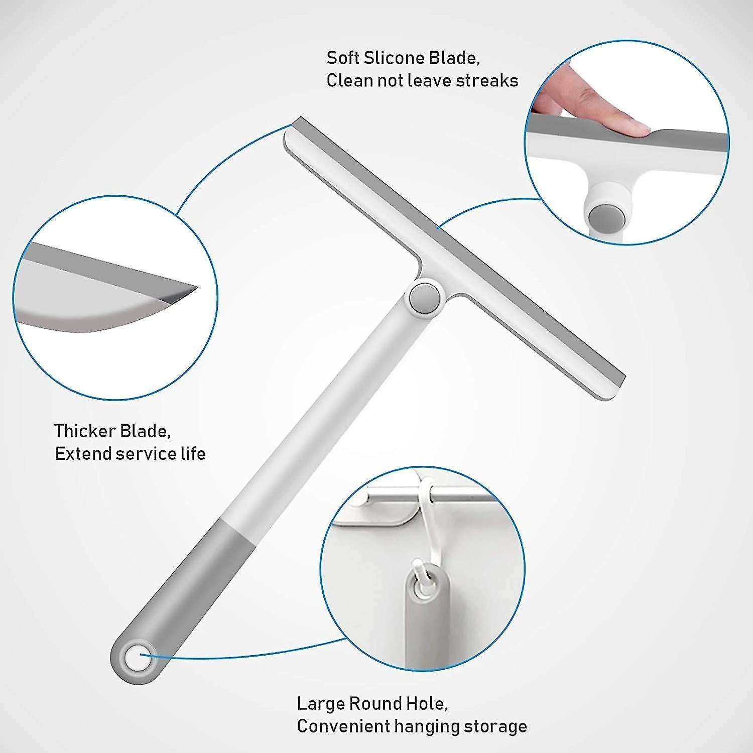 Silicone Shower Squeegee with Rotating Handle for Bathroom/Window - Image 3