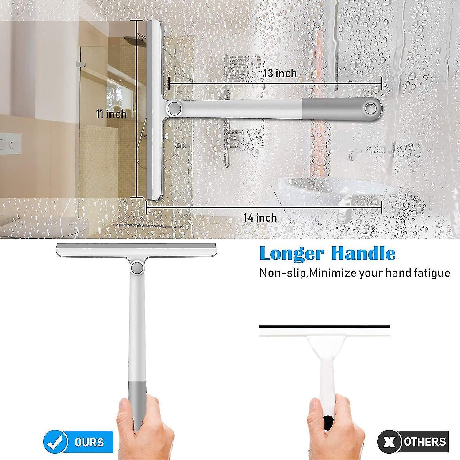 Silicone Shower Squeegee with Rotating Handle for Bathroom/Window - Image 4