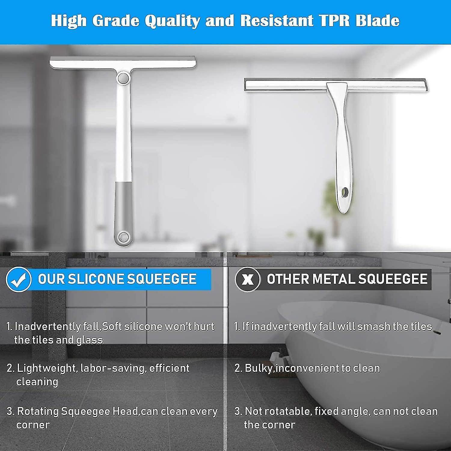Silicone Shower Squeegee with Rotating Handle for Bathroom/Window - Image 5