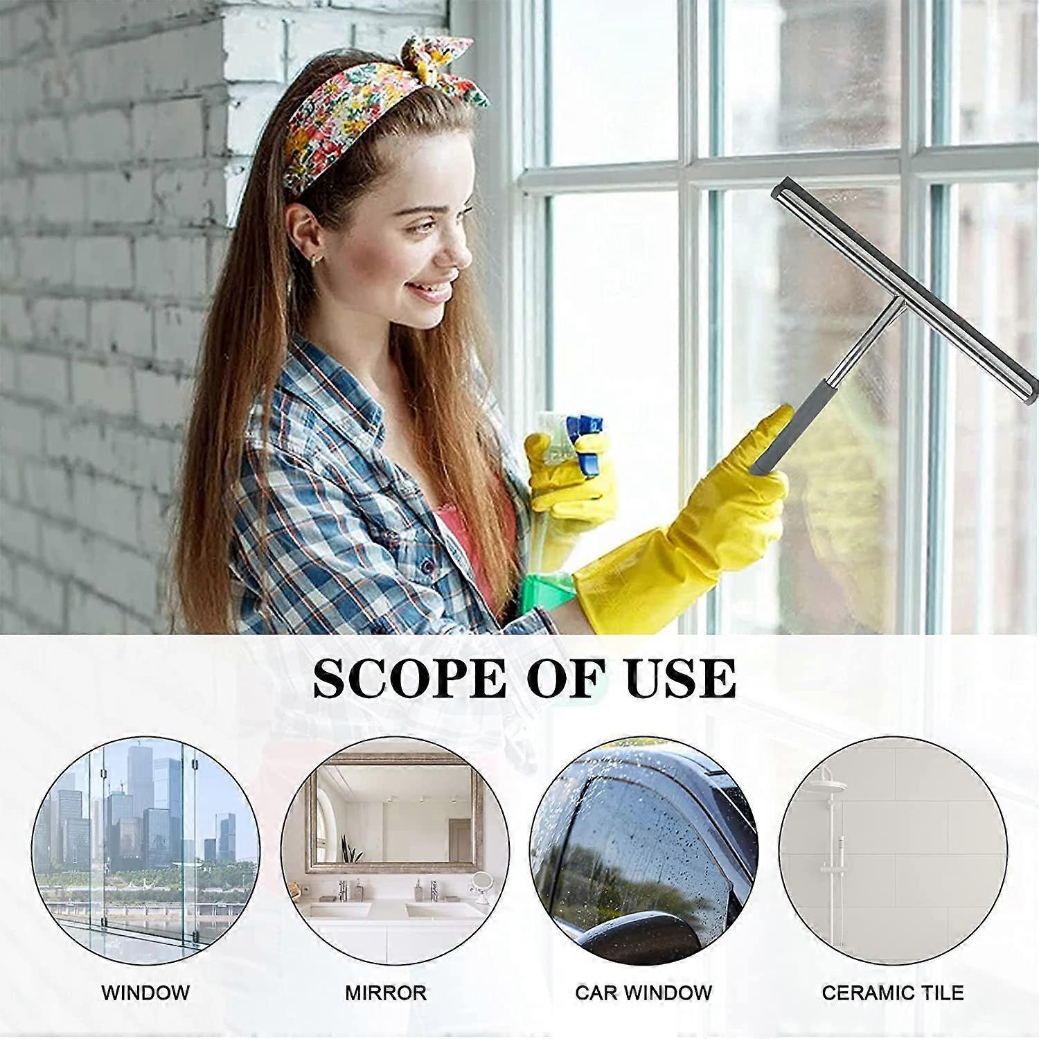 Stainless Steel Silicone Shower Squeegee, Glass Cleaning Tool - Image 5
