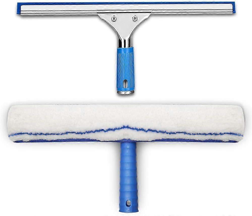 Window Cleaning Kit, Squeegee with Microfiber Cloth & Rubber Lip - Image 1