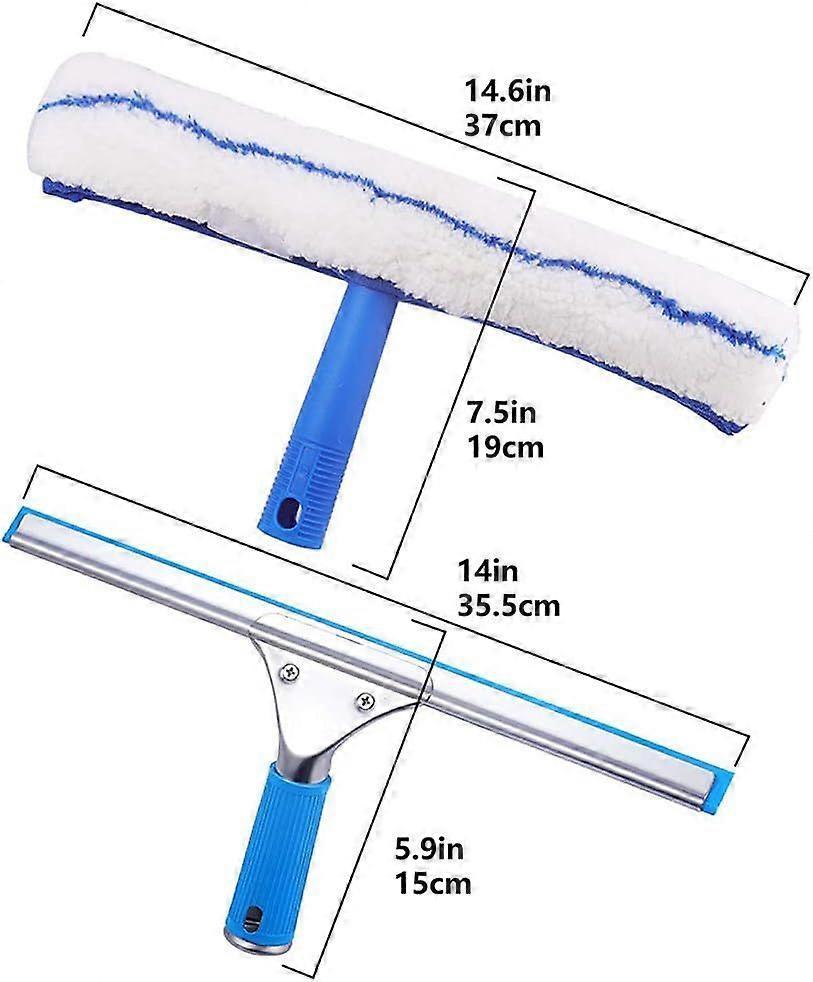 Window Cleaning Kit, Squeegee with Microfiber Cloth & Rubber Lip - Image 2