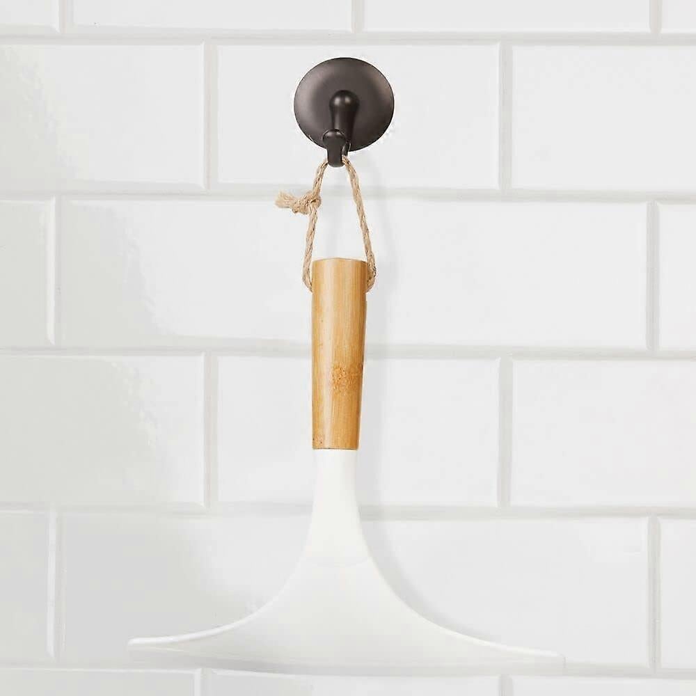 Set of 2 White/Natural Shower Squeegees with Hanging Ring for Glass/Window - Image 3
