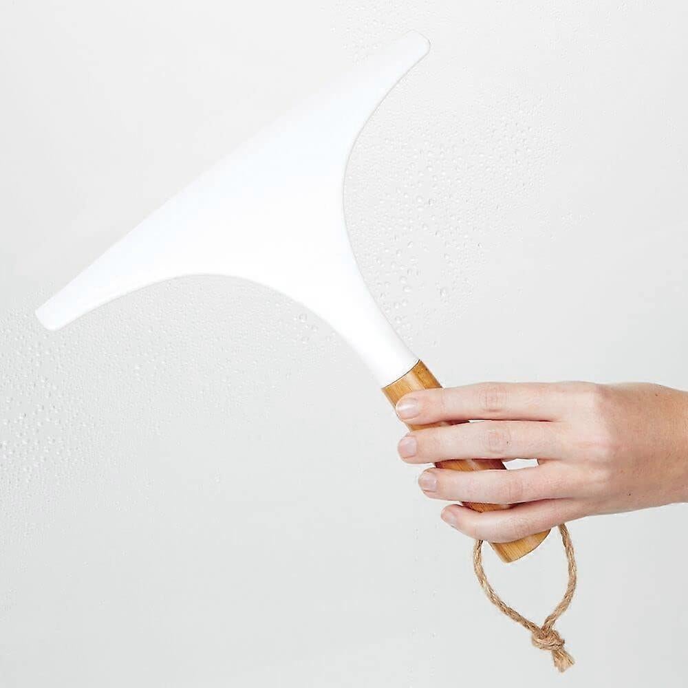 Set of 2 White/Natural Shower Squeegees with Hanging Ring for Glass/Window - Image 4