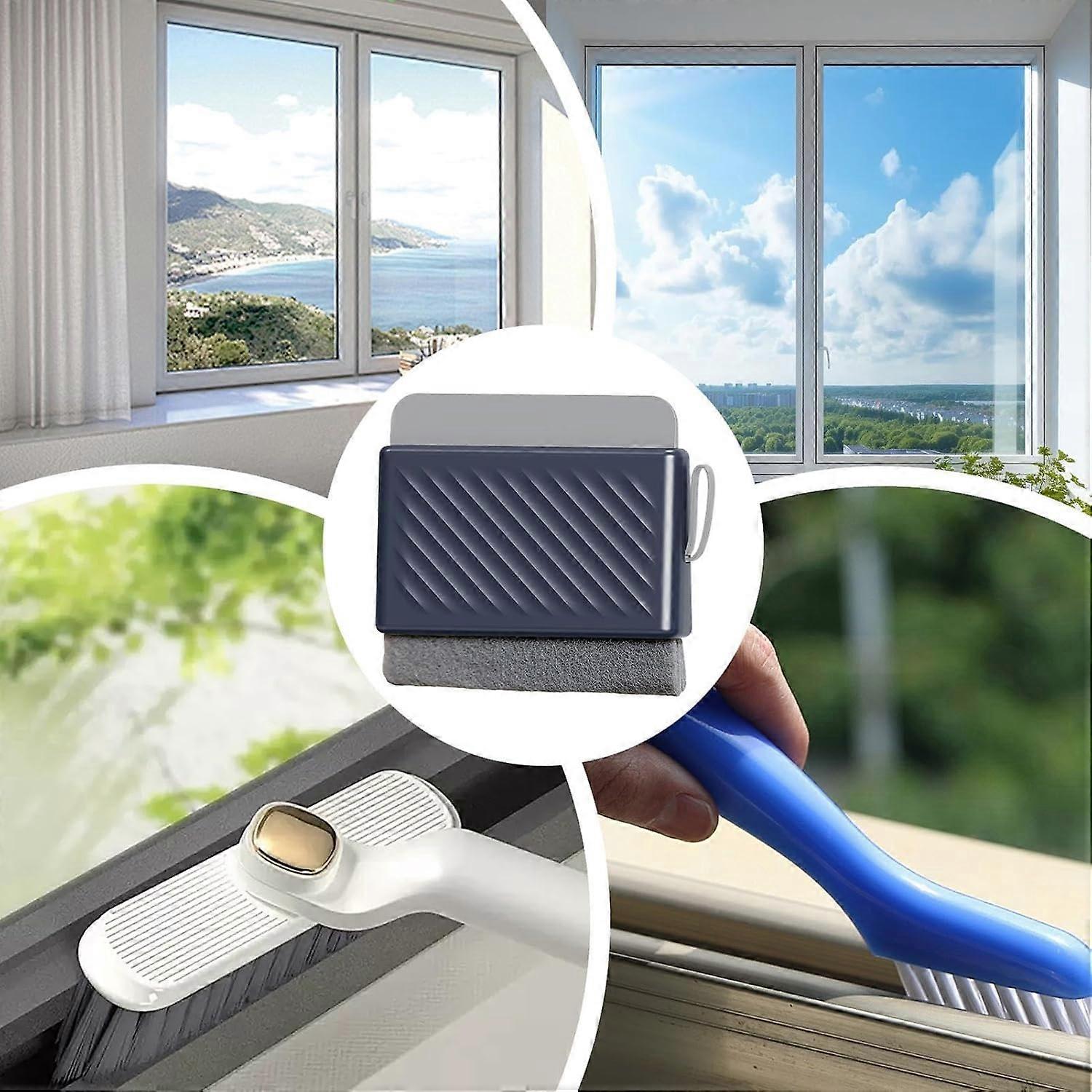 Multifunctional Window & Shower Squeegee with Grout Brush, Blue - Image 3