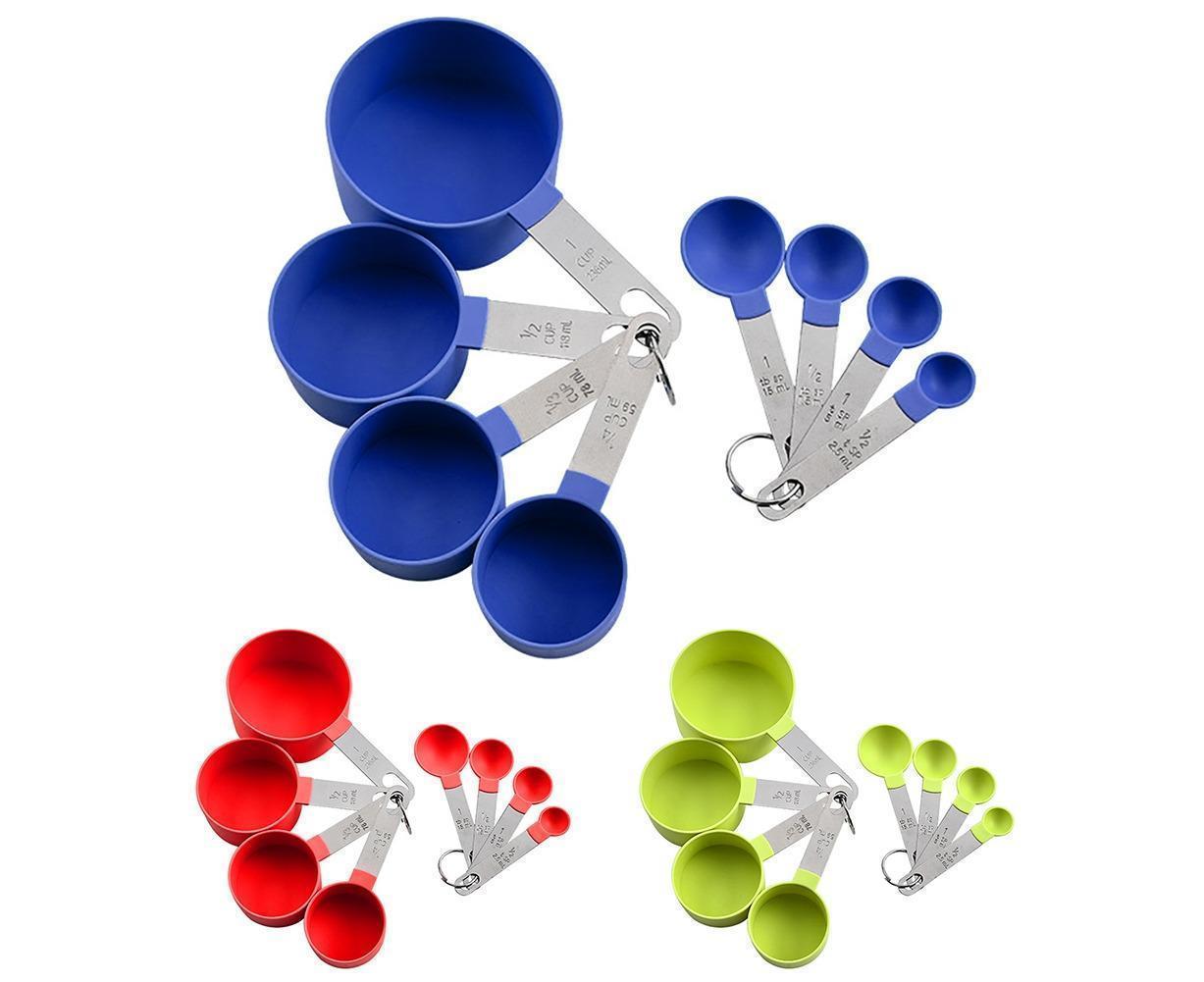 8Pcs/Set Stainless Steel Handle Measuring Spoons Baking Cooking Scale Scoop-Green - Image 2