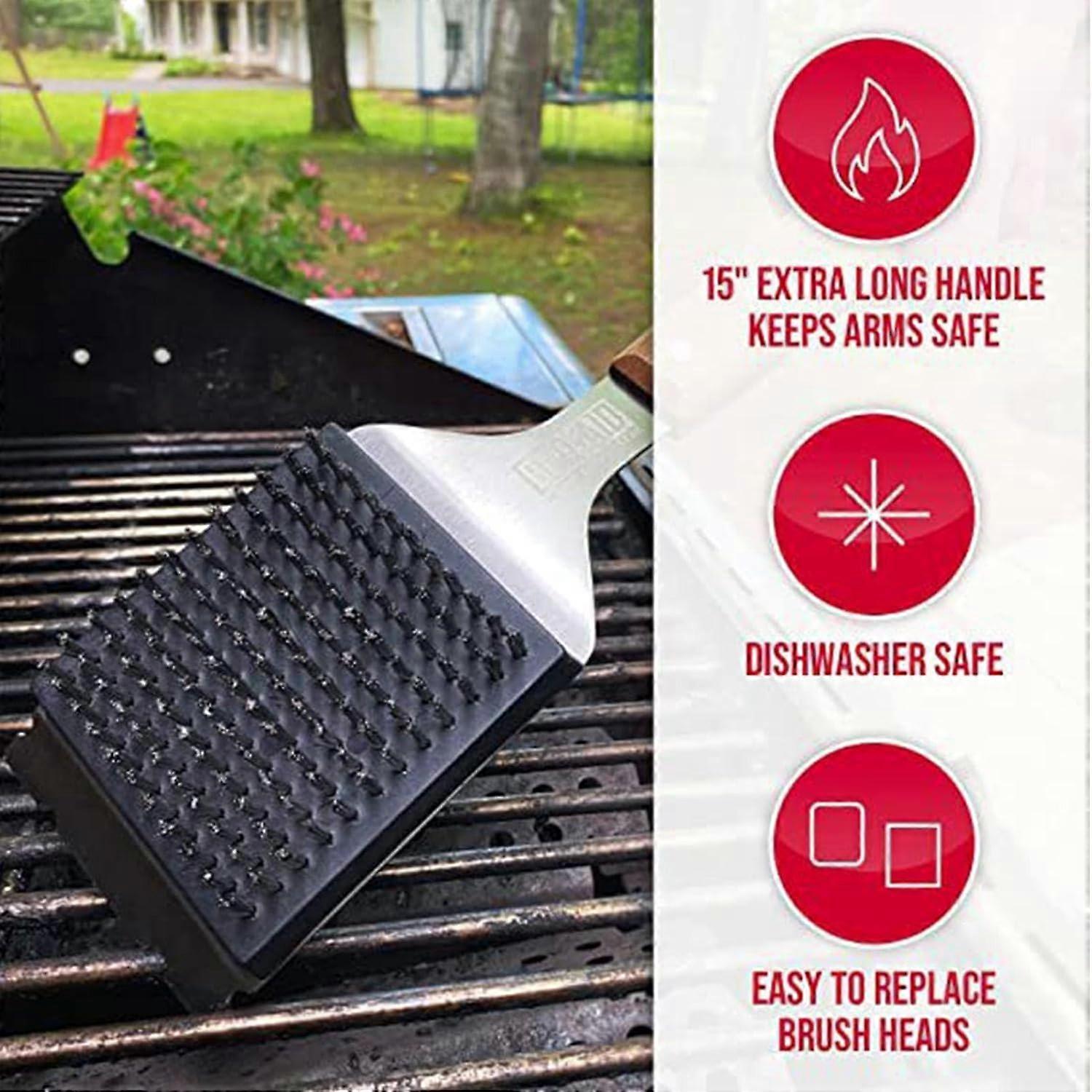 Triple Grill Cleaning Brush with Scraper, BBQ Tool - Image 2