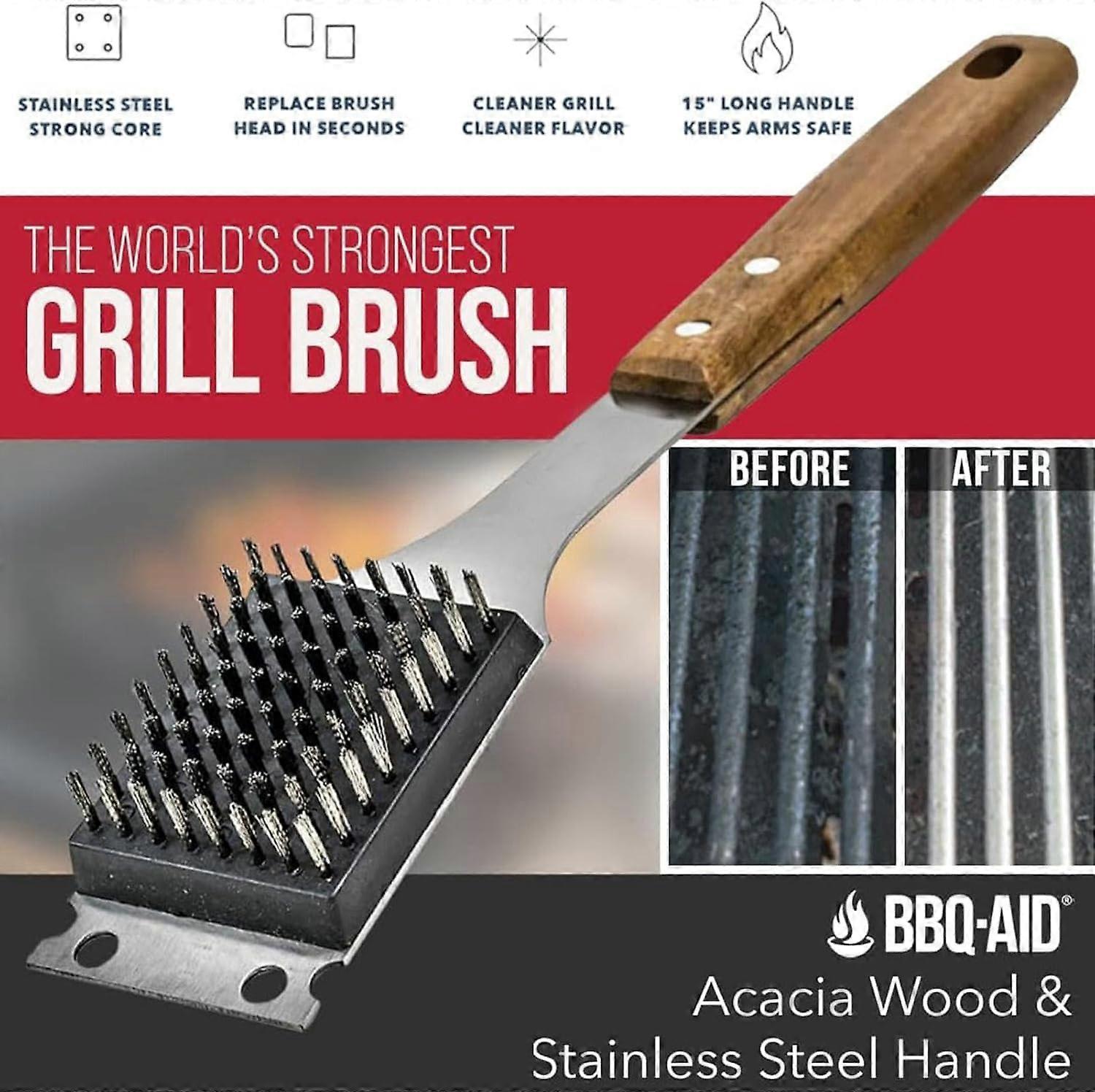 Triple Grill Cleaning Brush with Scraper, BBQ Tool - Image 3