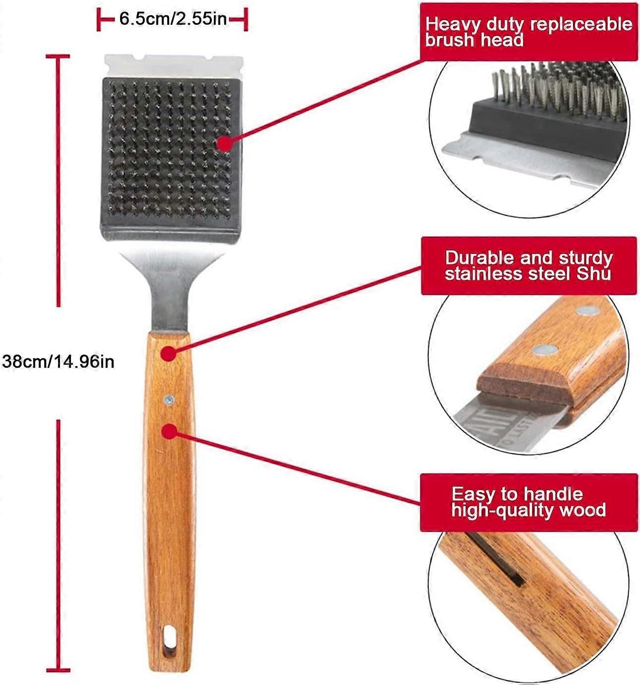 Triple Grill Cleaning Brush with Scraper, BBQ Tool - Image 4