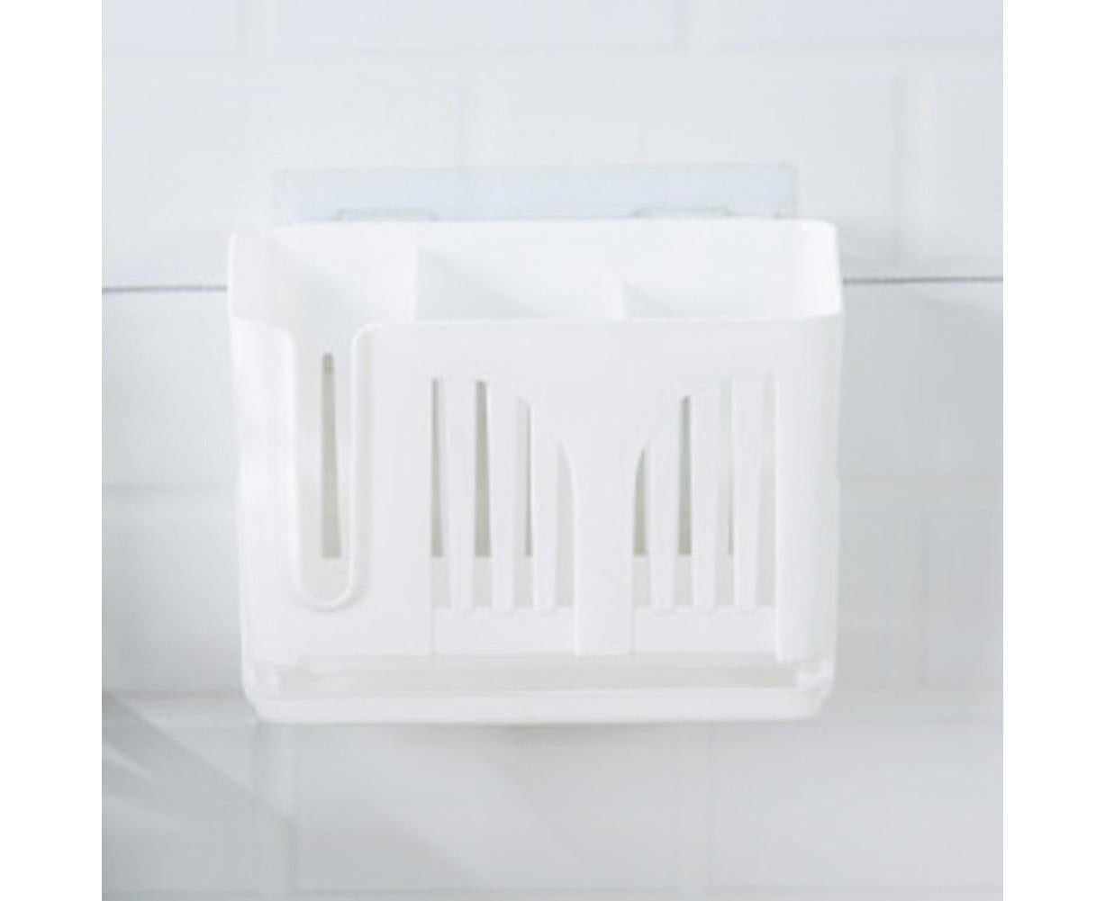Home Chopsticks Cage Wall-mounted Drain Storage Rack Fork Knife Spoon Holder-Beige - Image 7