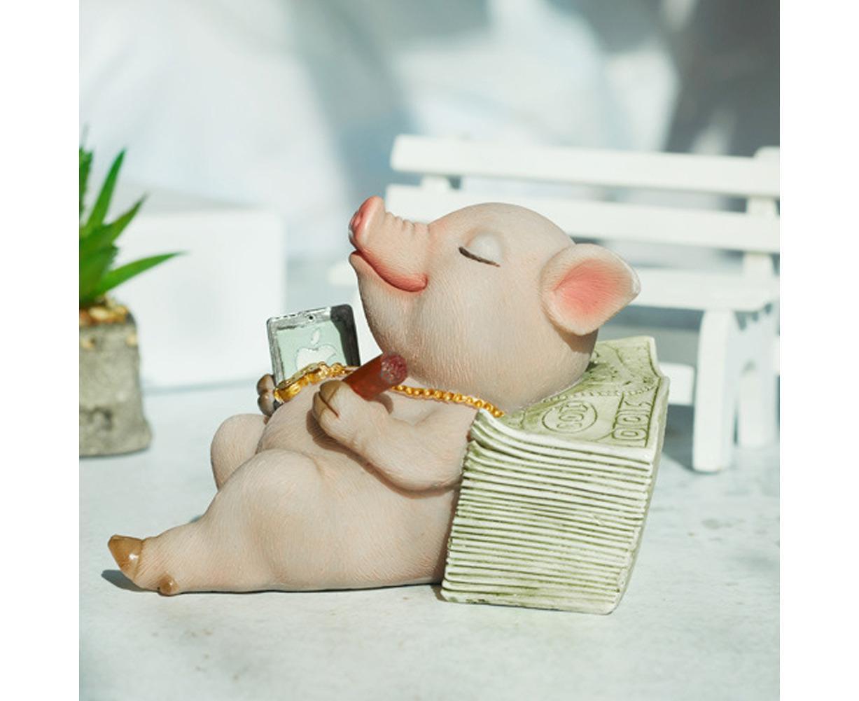 Lovely Moving Brick Reading Book Pig Ornament Home Desktop Decor Resin Craft-5# - Image 4