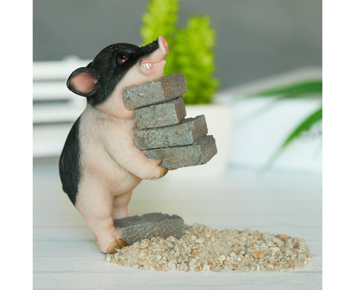 Lovely Moving Brick Reading Book Pig Ornament Home Desktop Decor Resin Craft-5# - Image 5
