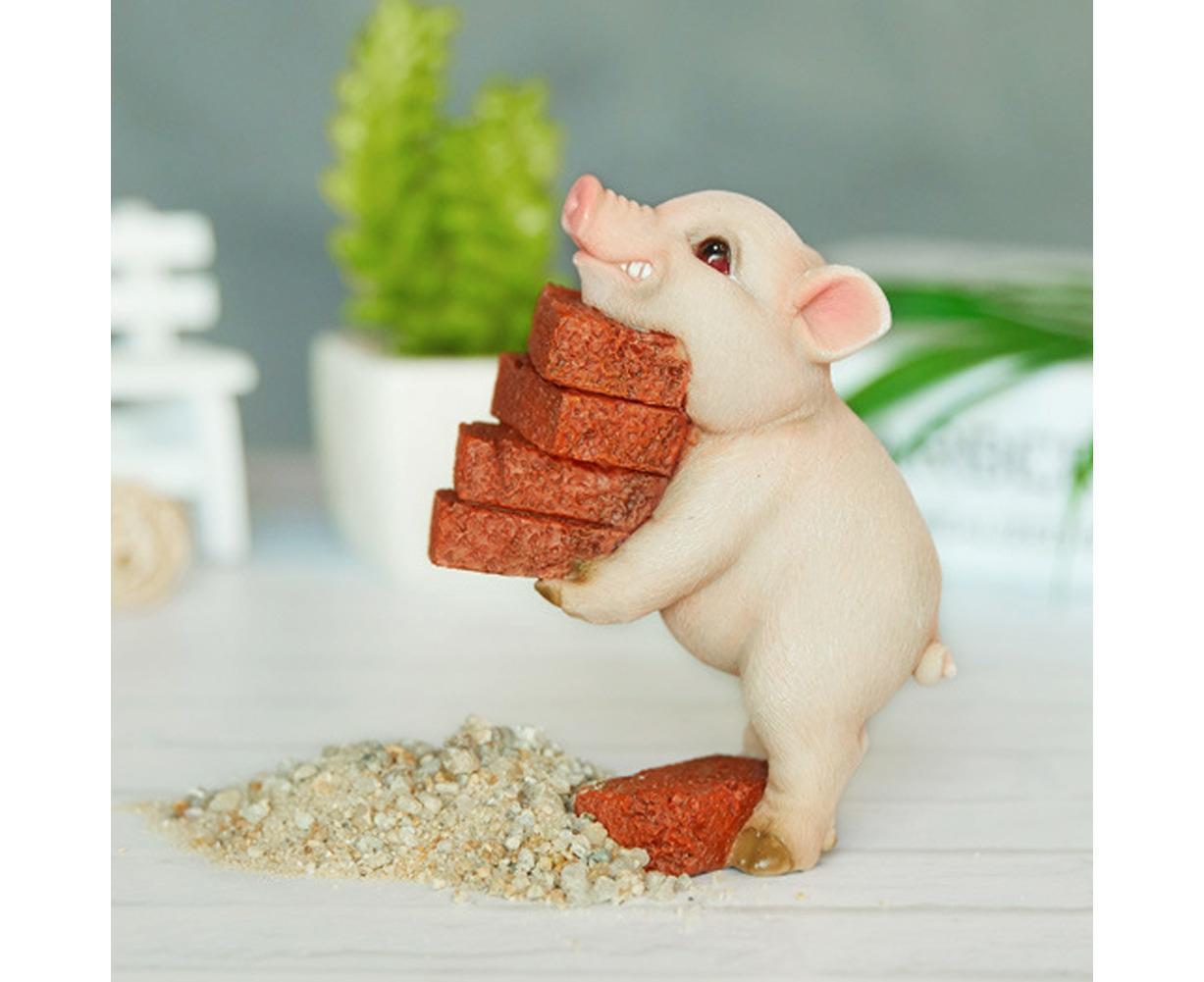 Lovely Moving Brick Reading Book Pig Ornament Home Desktop Decor Resin Craft-5# - Image 6