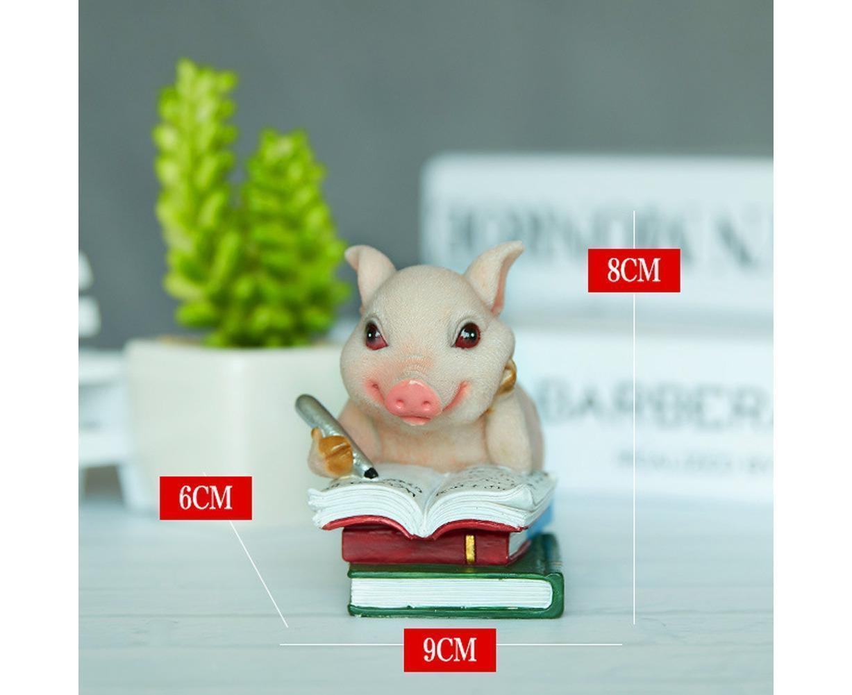 Lovely Moving Brick Reading Book Pig Ornament Home Desktop Decor Resin Craft-5# - Image 8