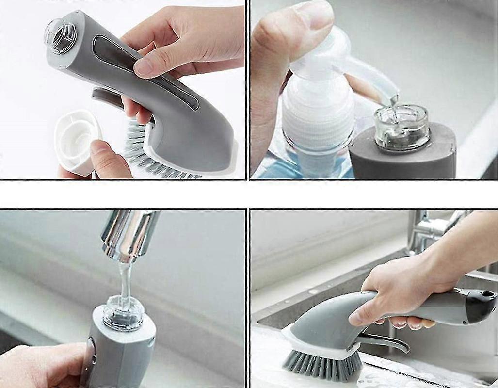 Household Liquid Cleaning Brush, Gray Handle - Image 3
