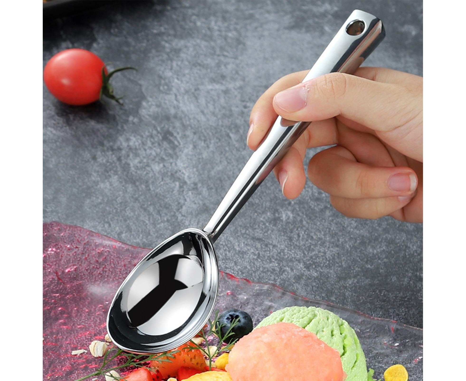 Ice Cream Scoop Anti-slid Stainless Steel Ice Cream Spoon-Home-Silver - Image 3