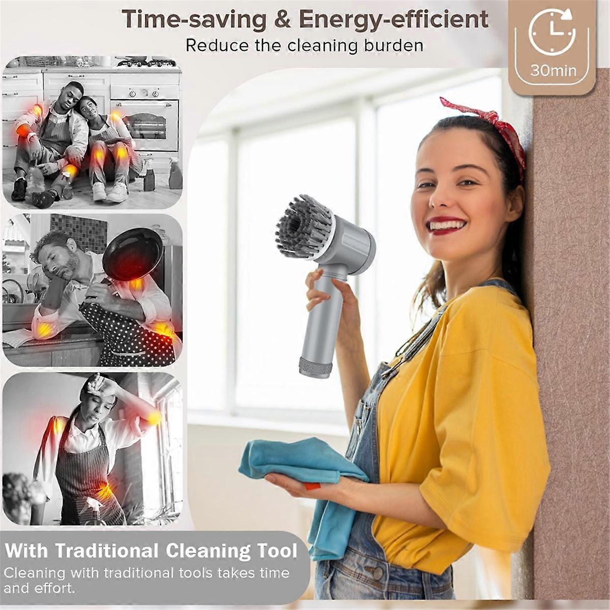 Electric Cleaning Brush with 6 Attachments, Rechargeable Scrubber - Image 2