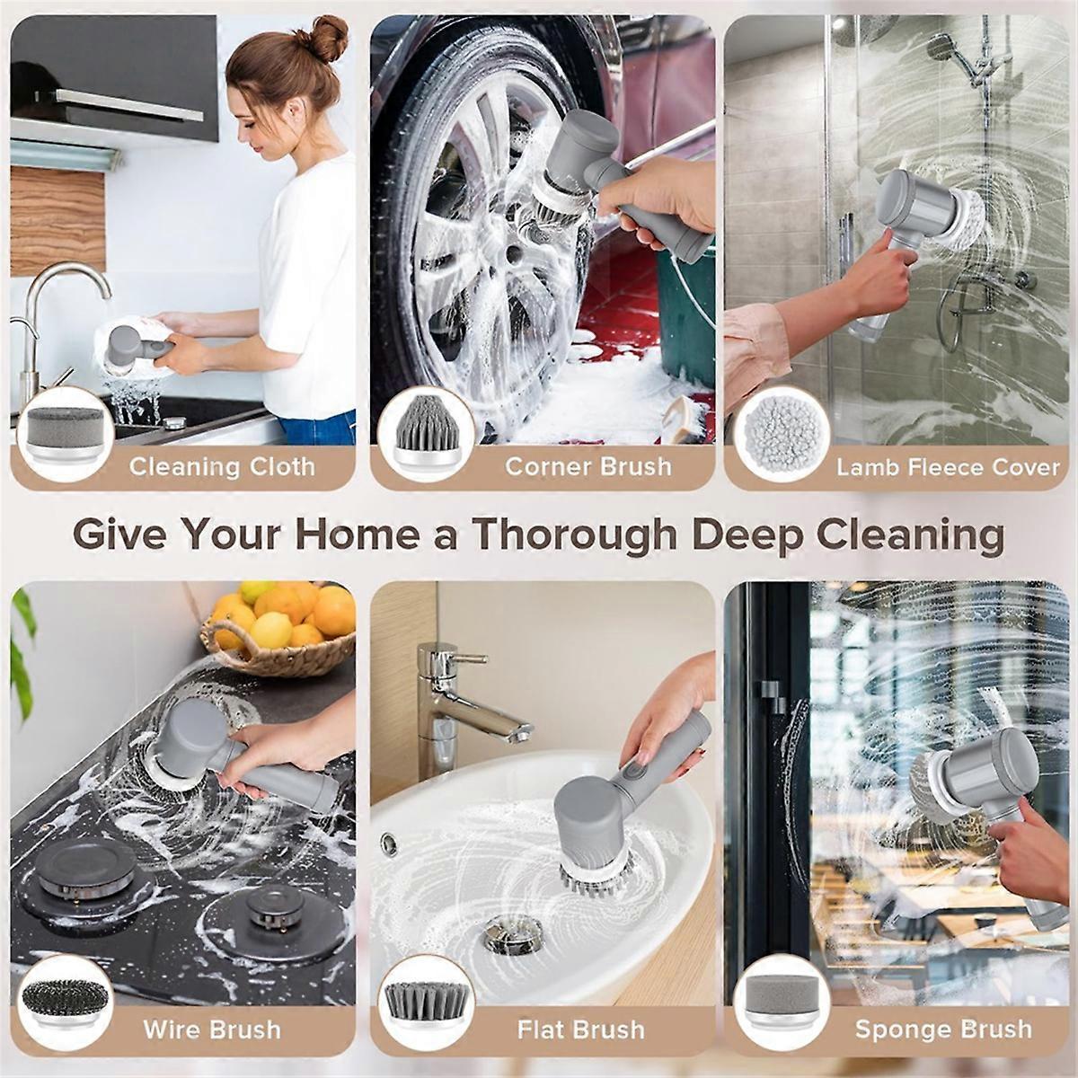 Electric Cleaning Brush with 6 Attachments, Rechargeable Scrubber - Image 5