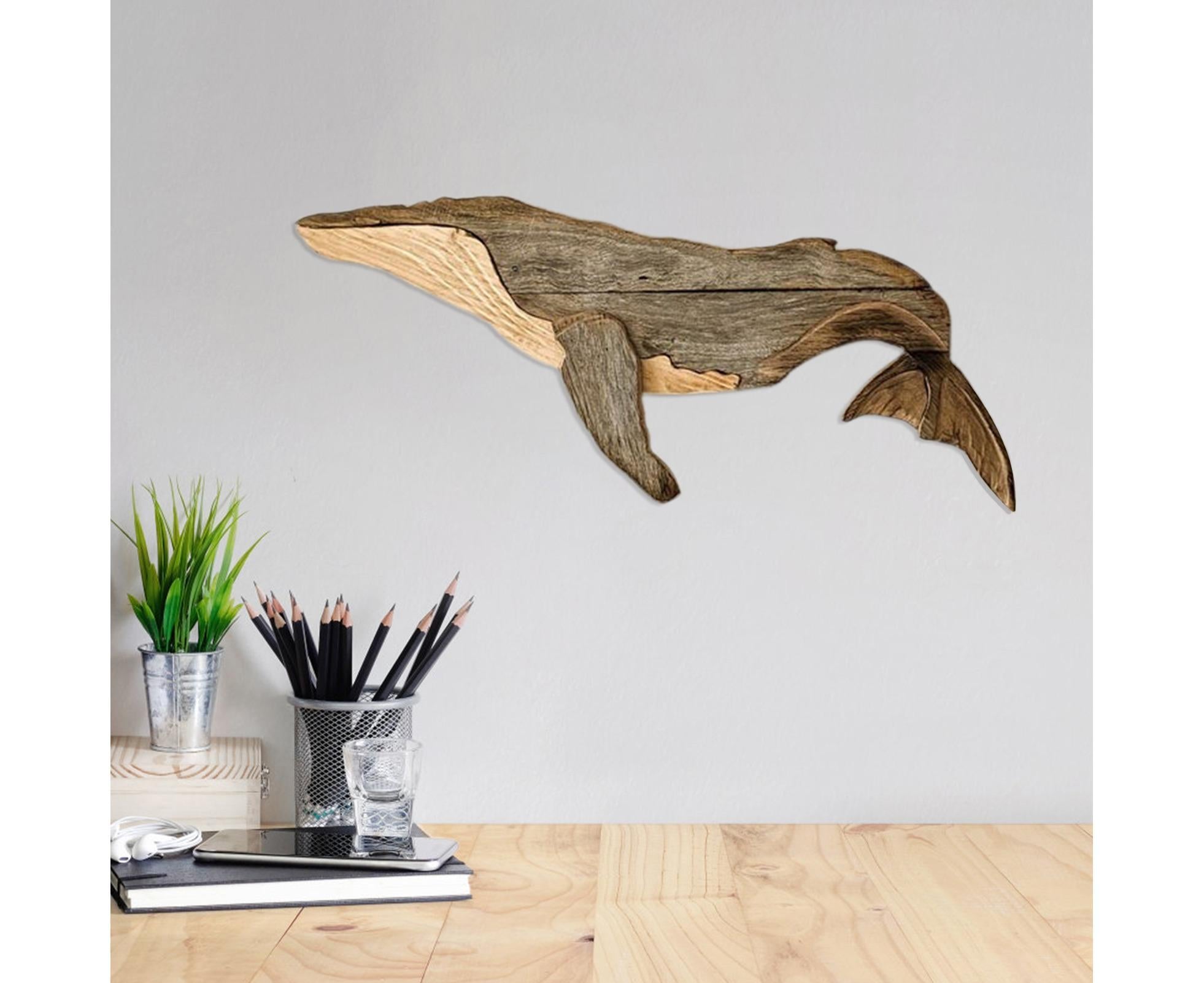 Animal Ornament Practical Realistic Wood Marine Element Whale Wall Decoration for Home-Whale - Image 7