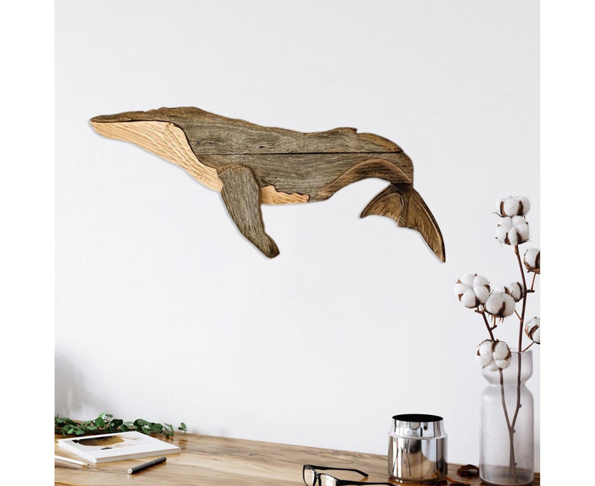 Animal Ornament Practical Realistic Wood Marine Element Whale Wall Decoration for Home-Whale - Image 8