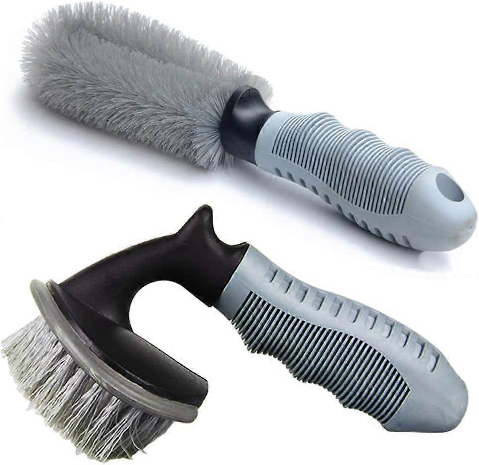 2pcs Wheel Cleaning Brush Set for Car, Tire & Motorcycle Rims - Image 1