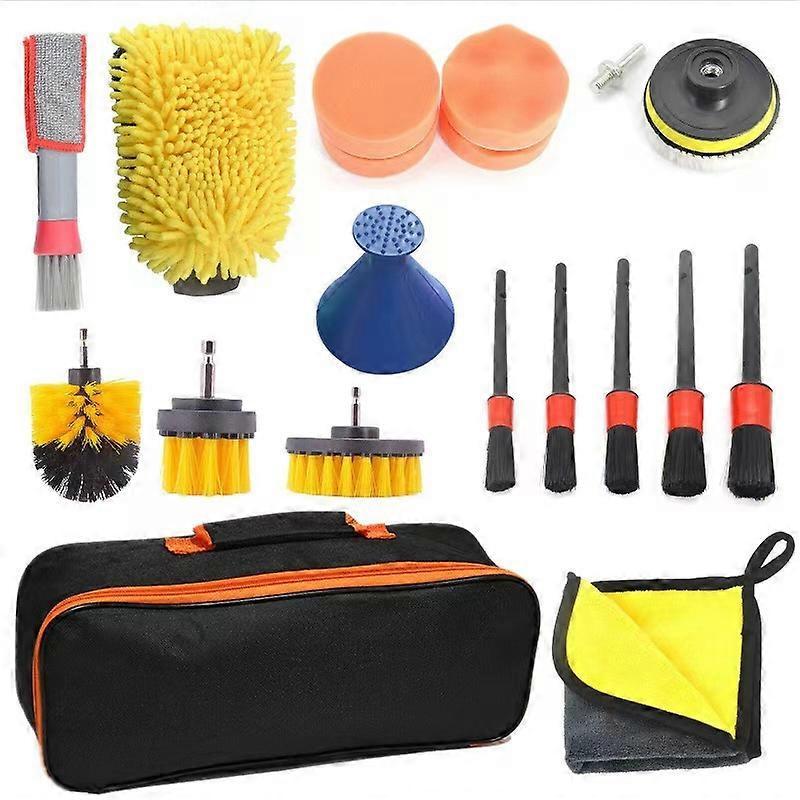 20pcs Car Cleaning Brushes, Tire, Detailing & Drill Scrub Kit - Image 1