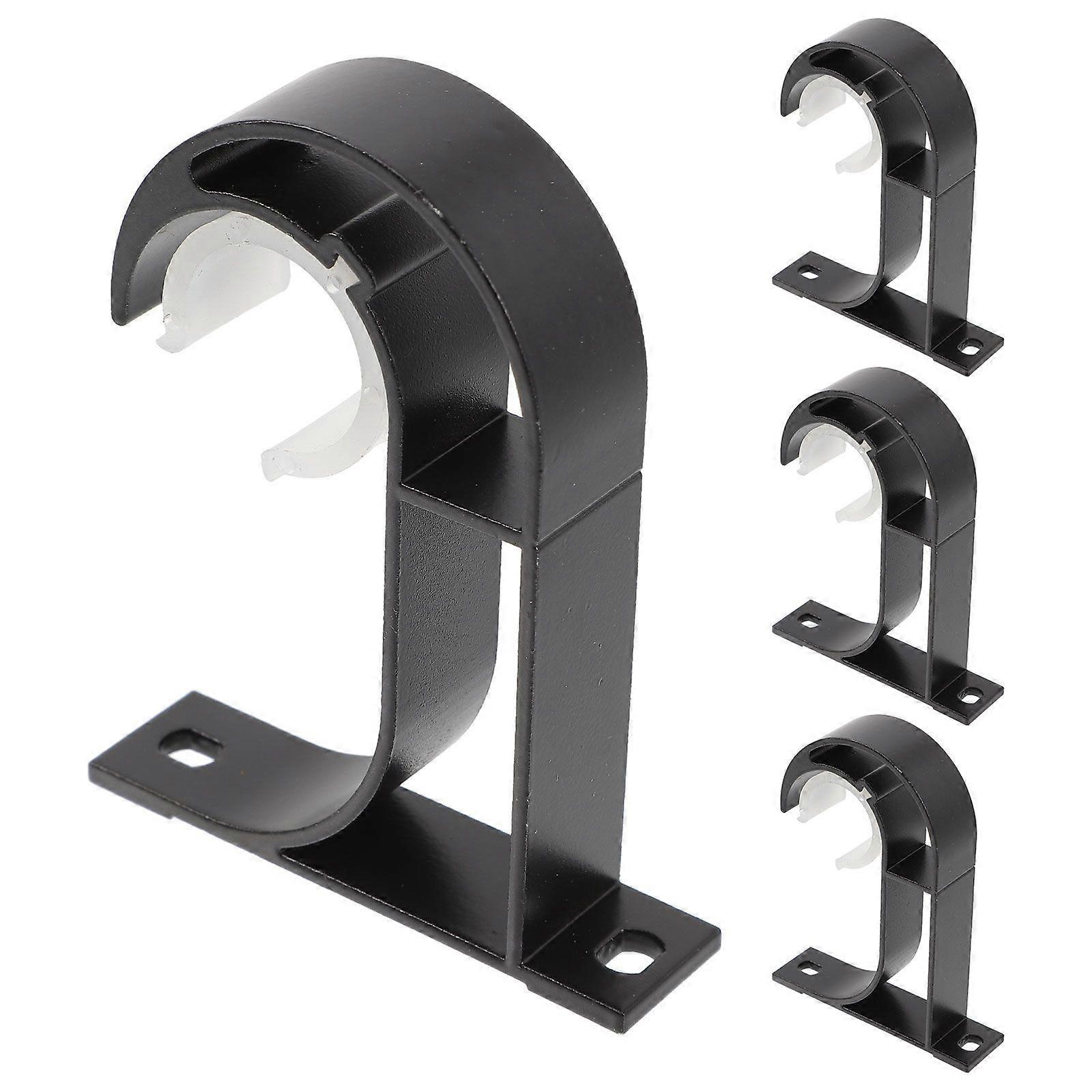 4pcs Curtain Rod Brackets, Heavy-Duty Curtain Rod Holders & Hooks - Image 1