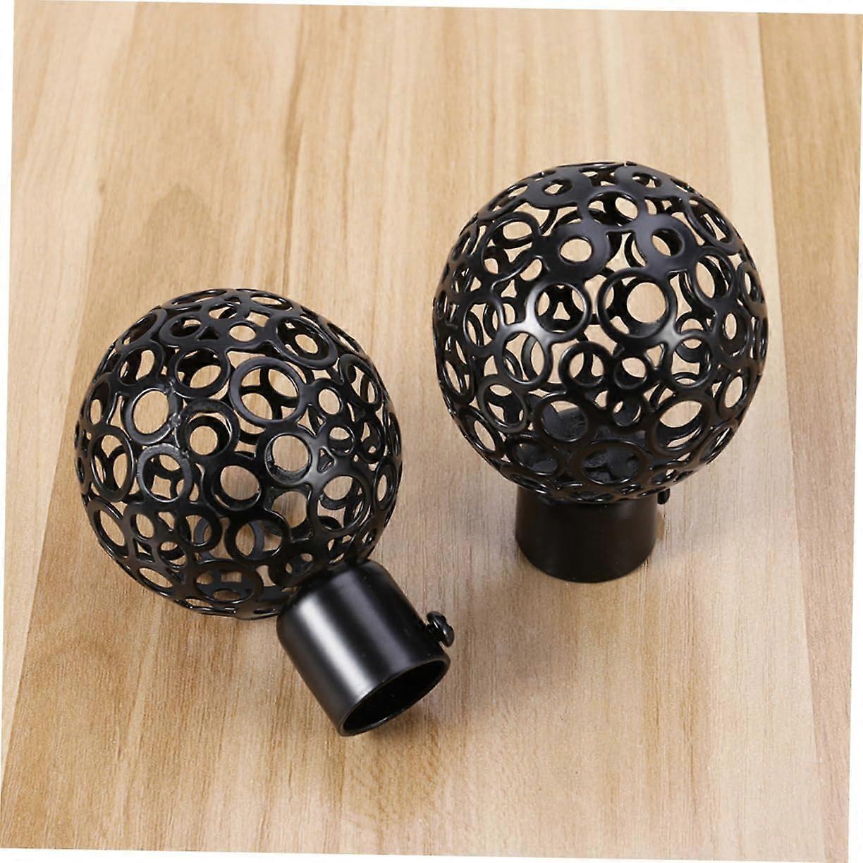 2pcs Curtain Rod Ends, Black Hollow Decorative Finials for Drapes - Image 4