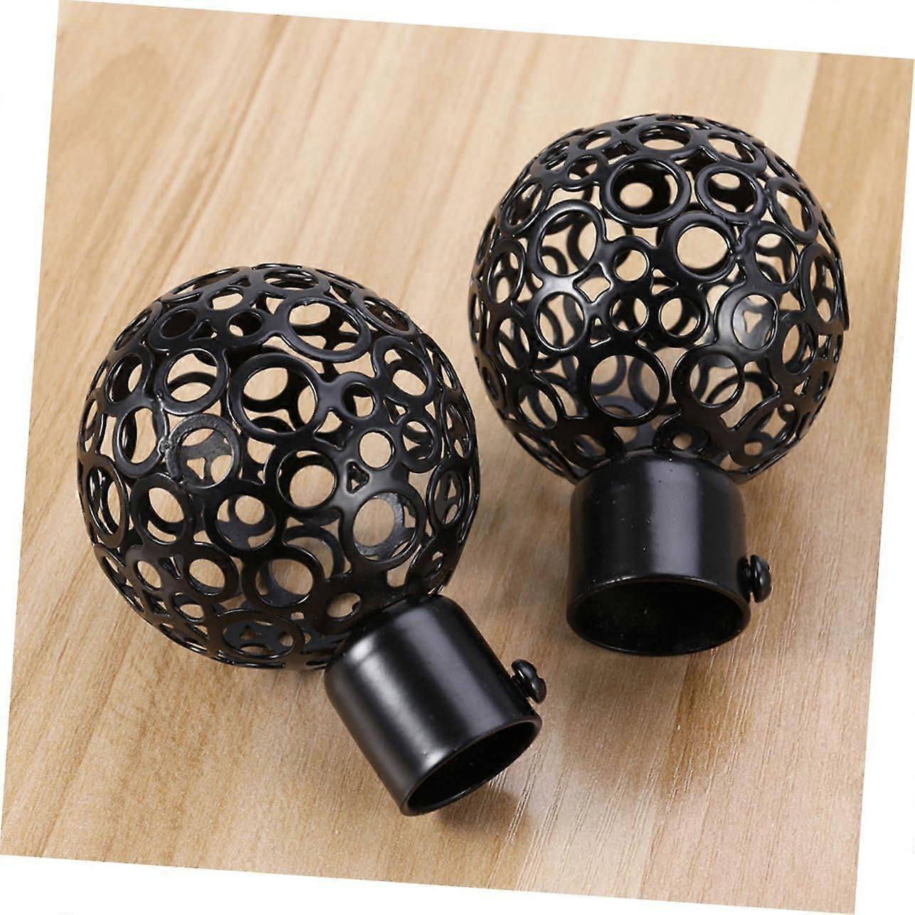 2pcs Curtain Rod Ends, Black Hollow Decorative Finials for Drapes - Image 5