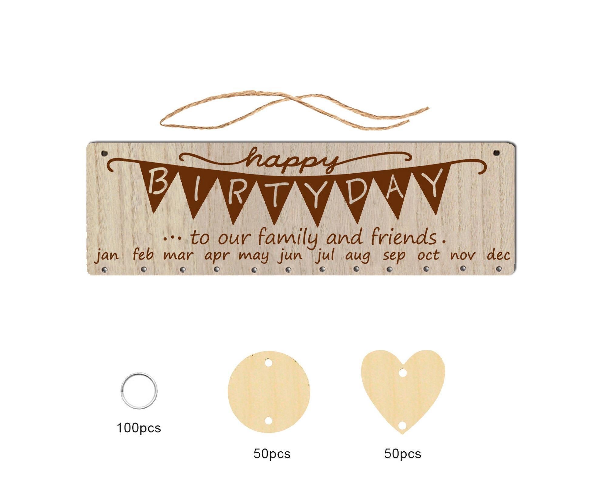 Wall Hanging Calendar Wooden Words Print Family Home Ornaments Office Decor- H - Image 1