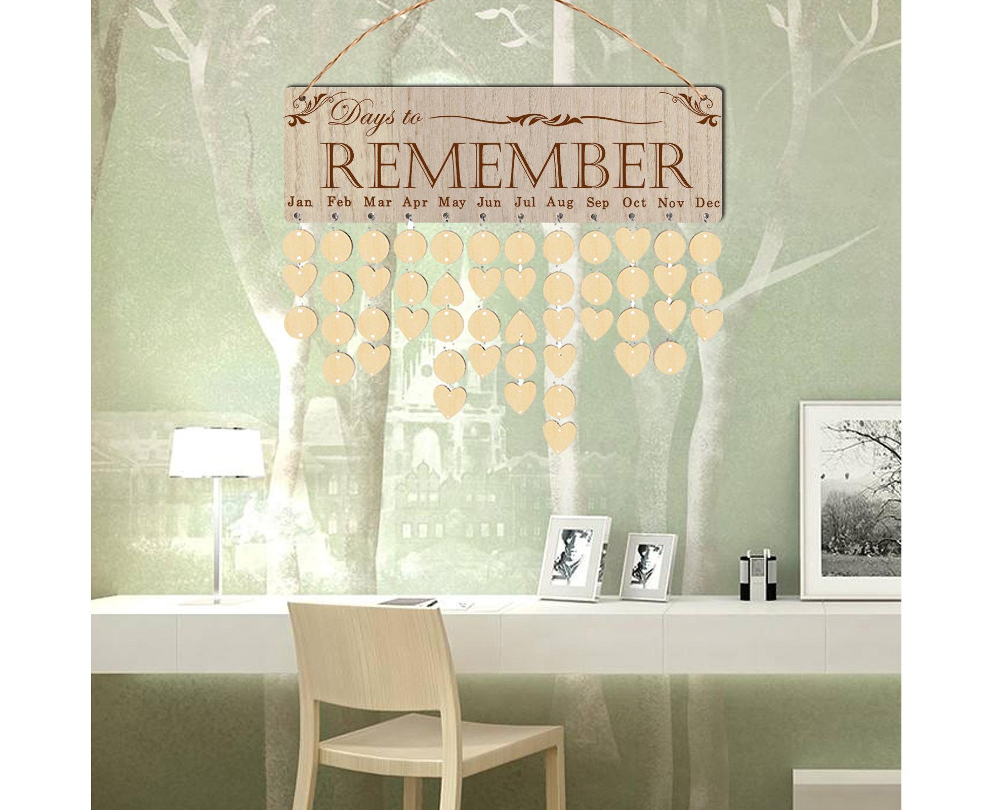 Wall Hanging Calendar Wooden Words Print Family Home Ornaments Office Decor- H - Image 3