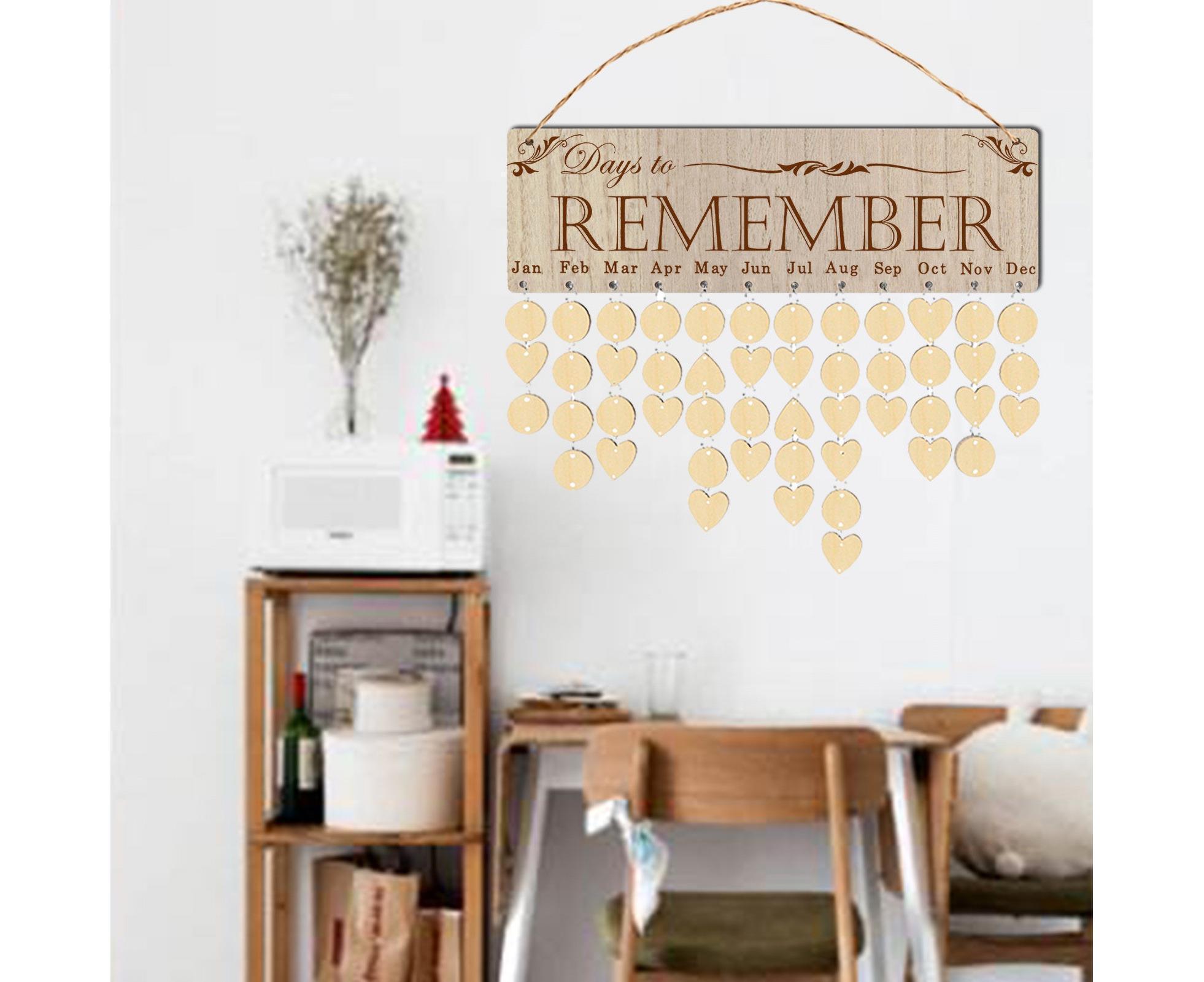 Wall Hanging Calendar Wooden Words Print Family Home Ornaments Office Decor- H - Image 5