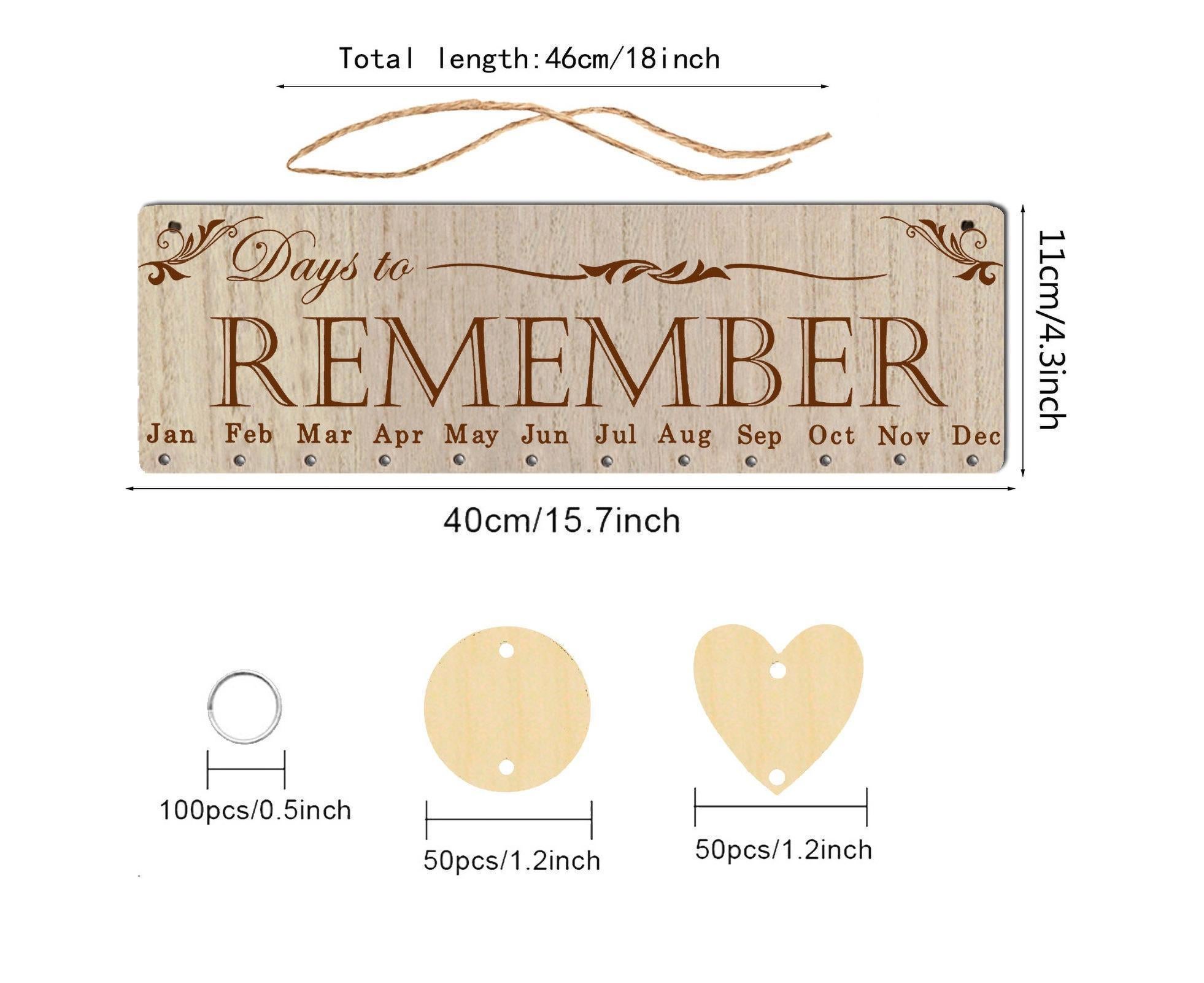 Wall Hanging Calendar Wooden Words Print Family Home Ornaments Office Decor- H - Image 6