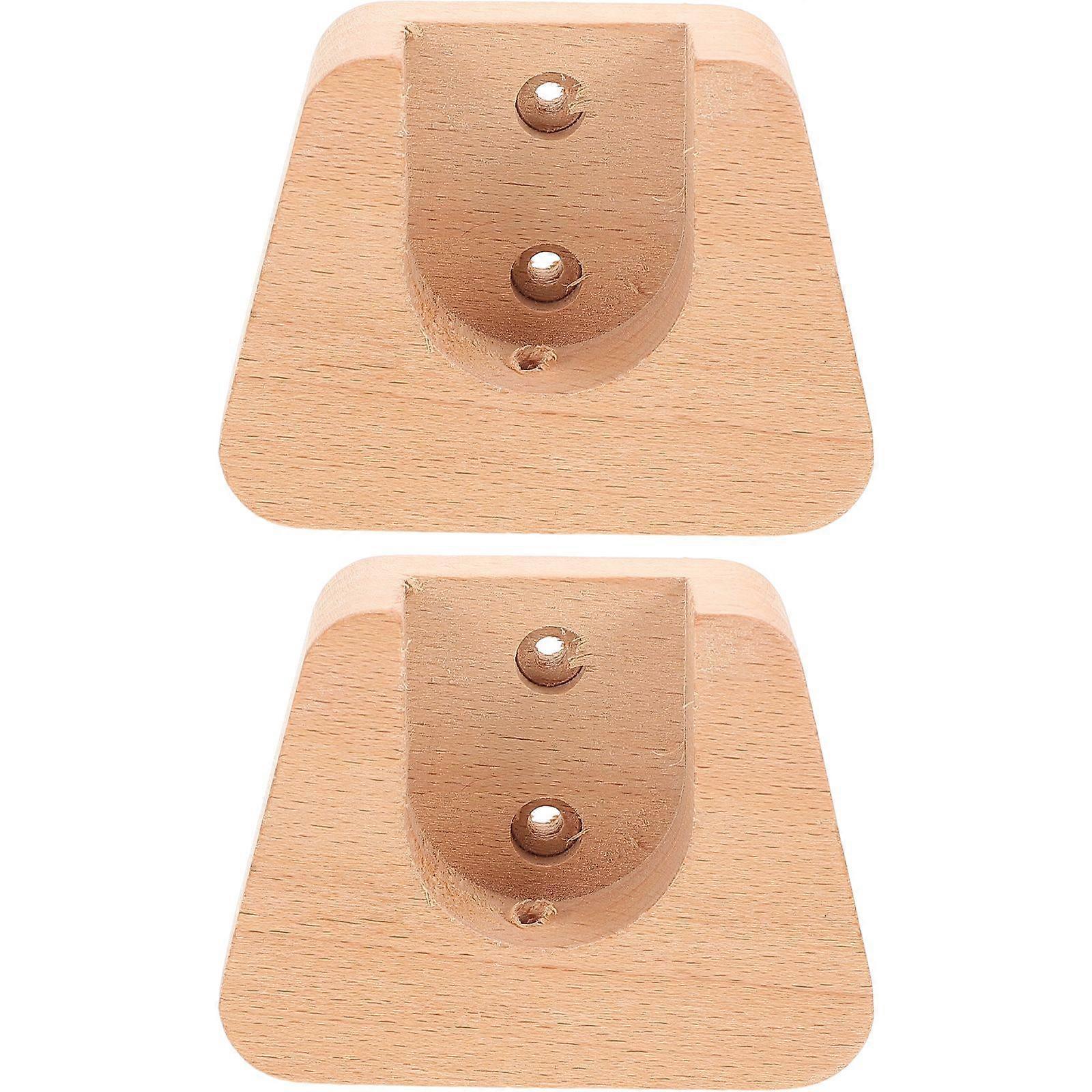 2pcs Wood Curtain Rod Holders, Mounting Brackets & Hooks - Image 1