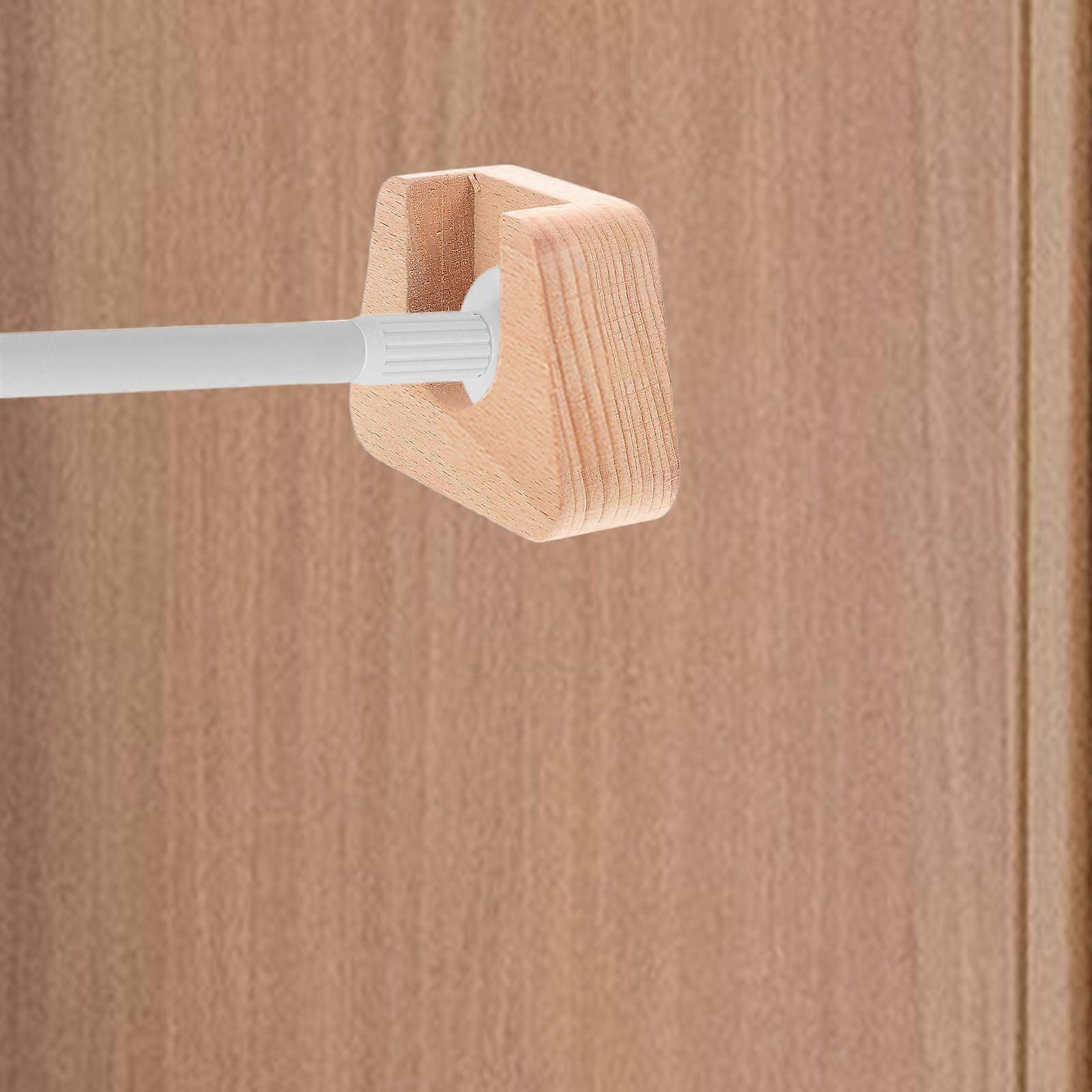 2pcs Wood Curtain Rod Holders, Mounting Brackets & Hooks - Image 2