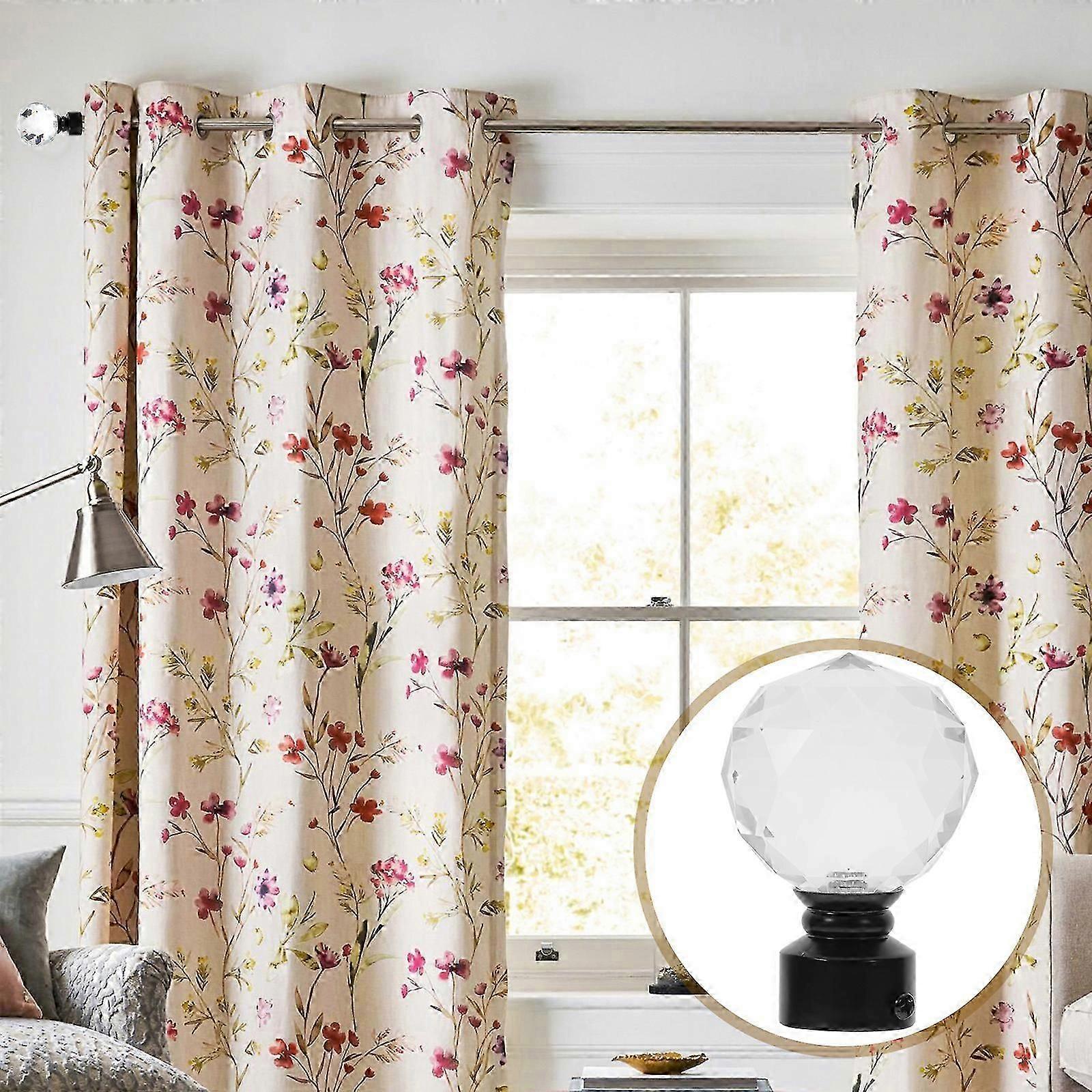 2pcs White Glass Ball Curtain Rod Ends with Brackets - Image 2