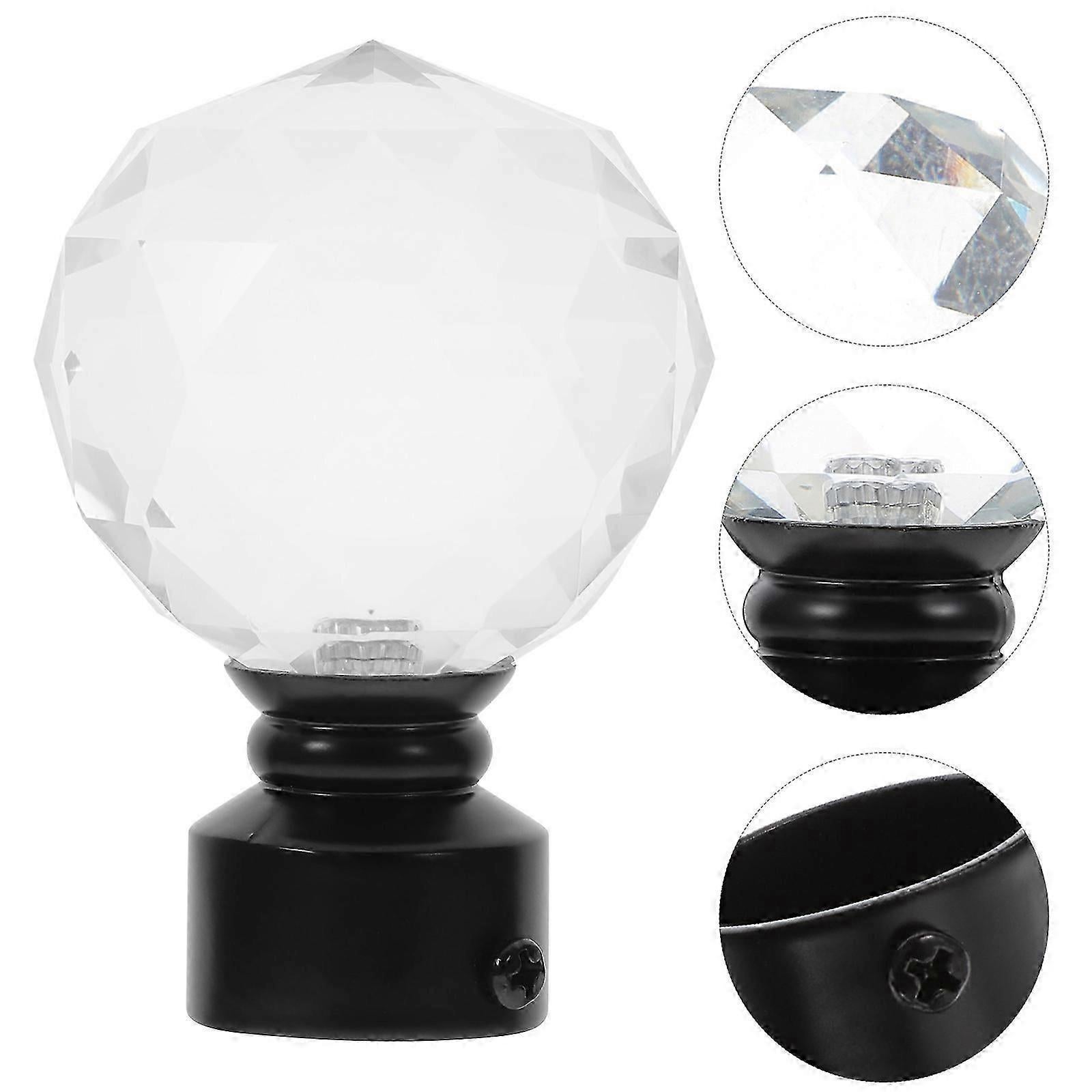 2pcs White Glass Ball Curtain Rod Ends with Brackets - Image 3